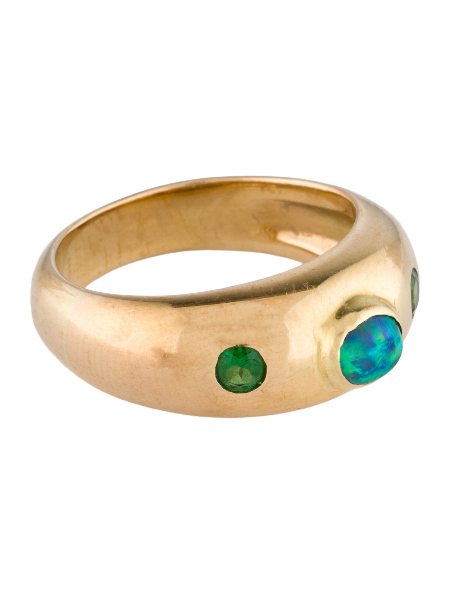 Ring 18K Opal & Tourmaline Dome