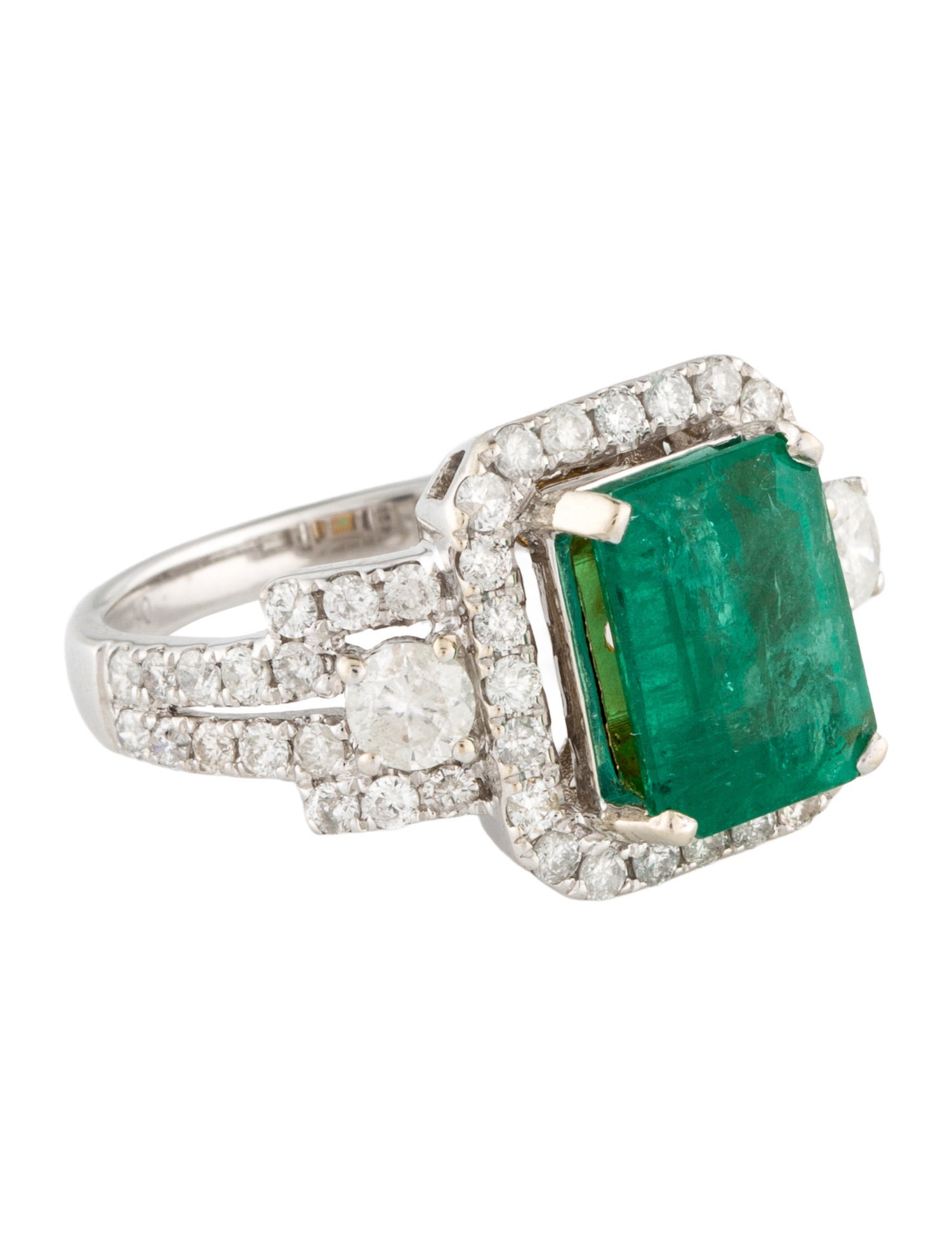 Ring 14K 2.91ct Emerald & Diamond Cocktail Ring
