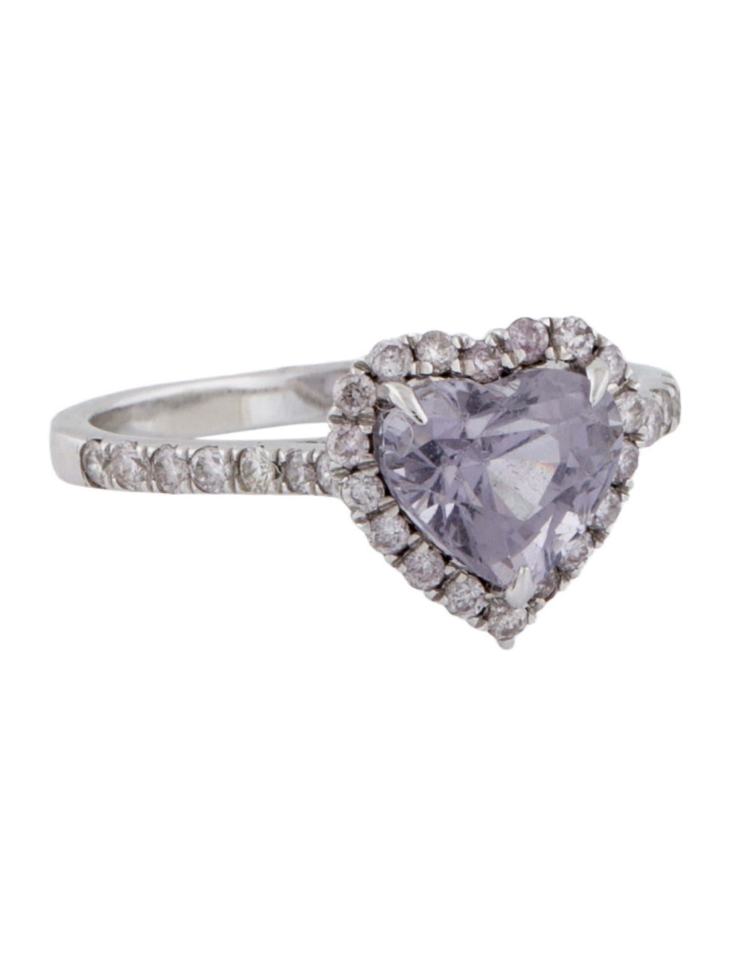 Ring 14K 1.73ctw Spinel & Diamond Heart Shaped Cocktail