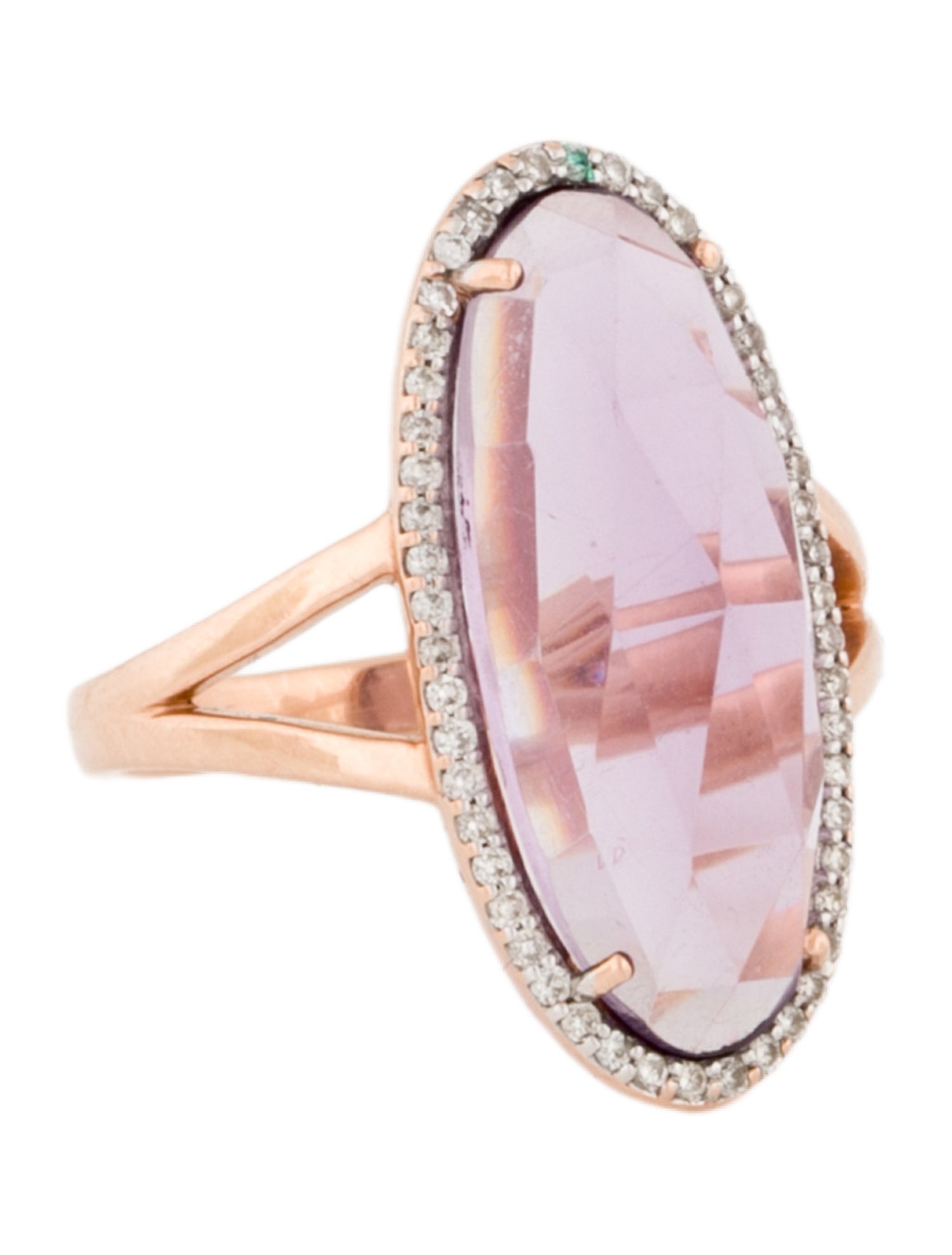 Ring 14K Amethyst & Diamond Cocktail