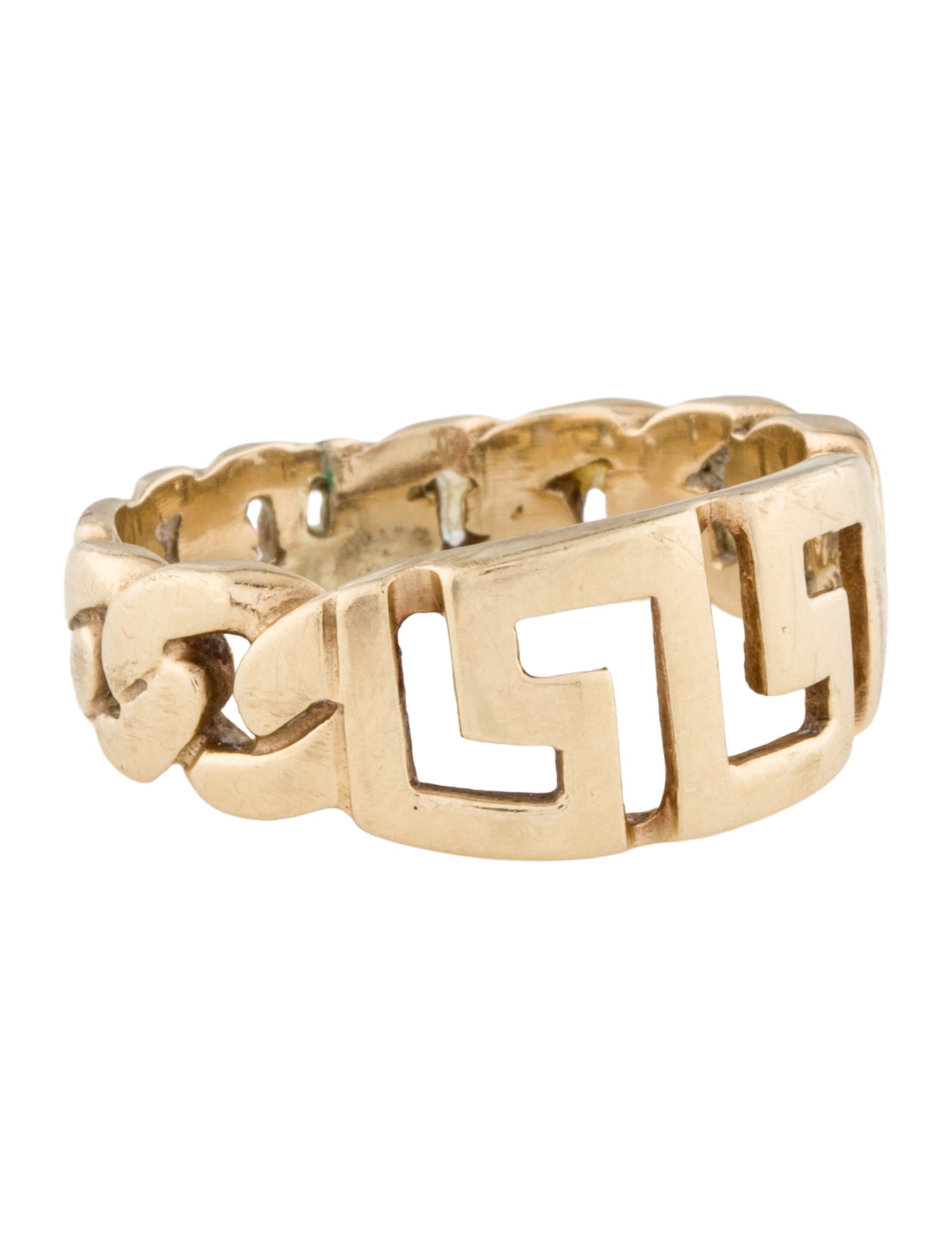 Ring 14K Greek Key & Curb Chain Band