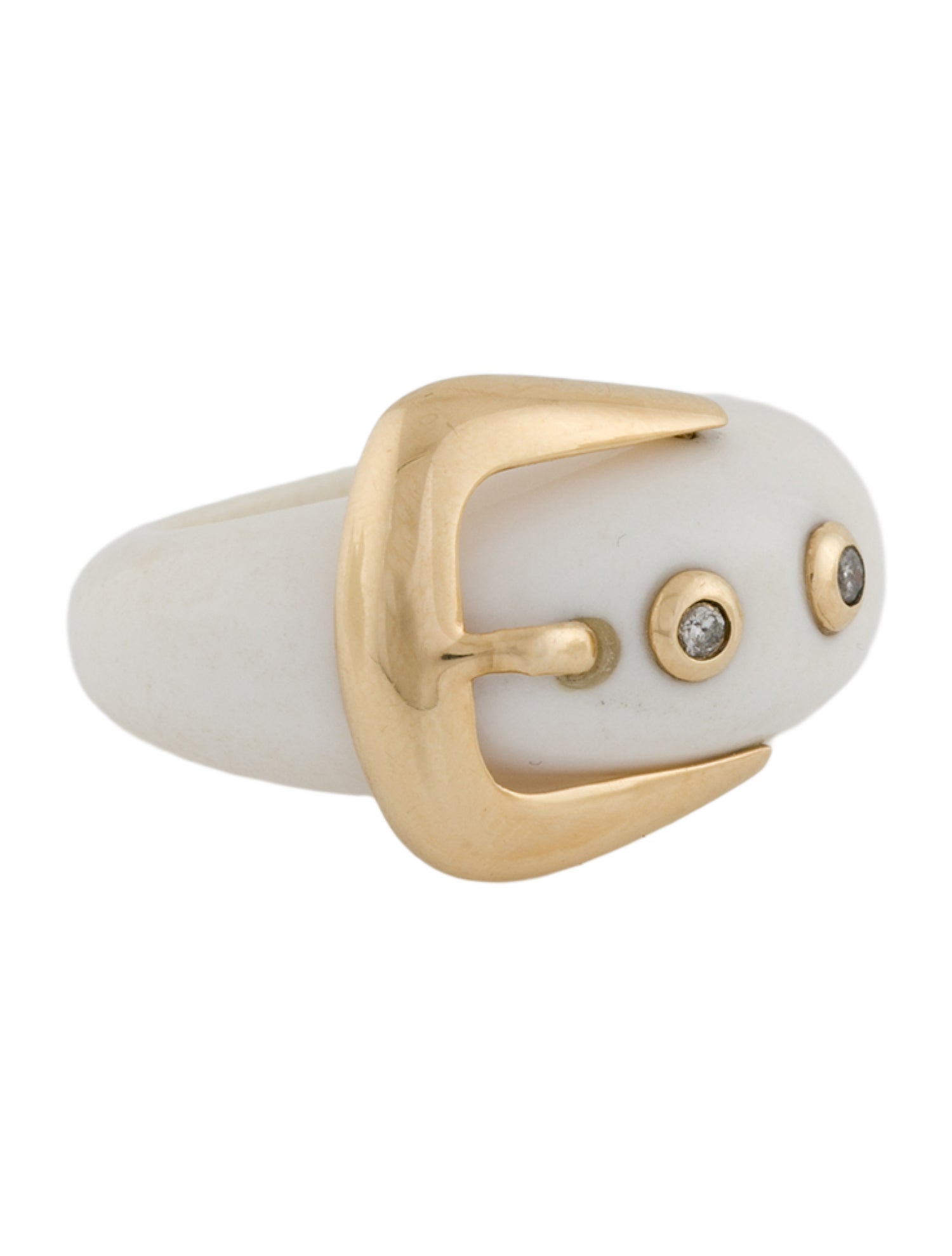 Ring 14K Chalcedony & Diamond Belt Buckle