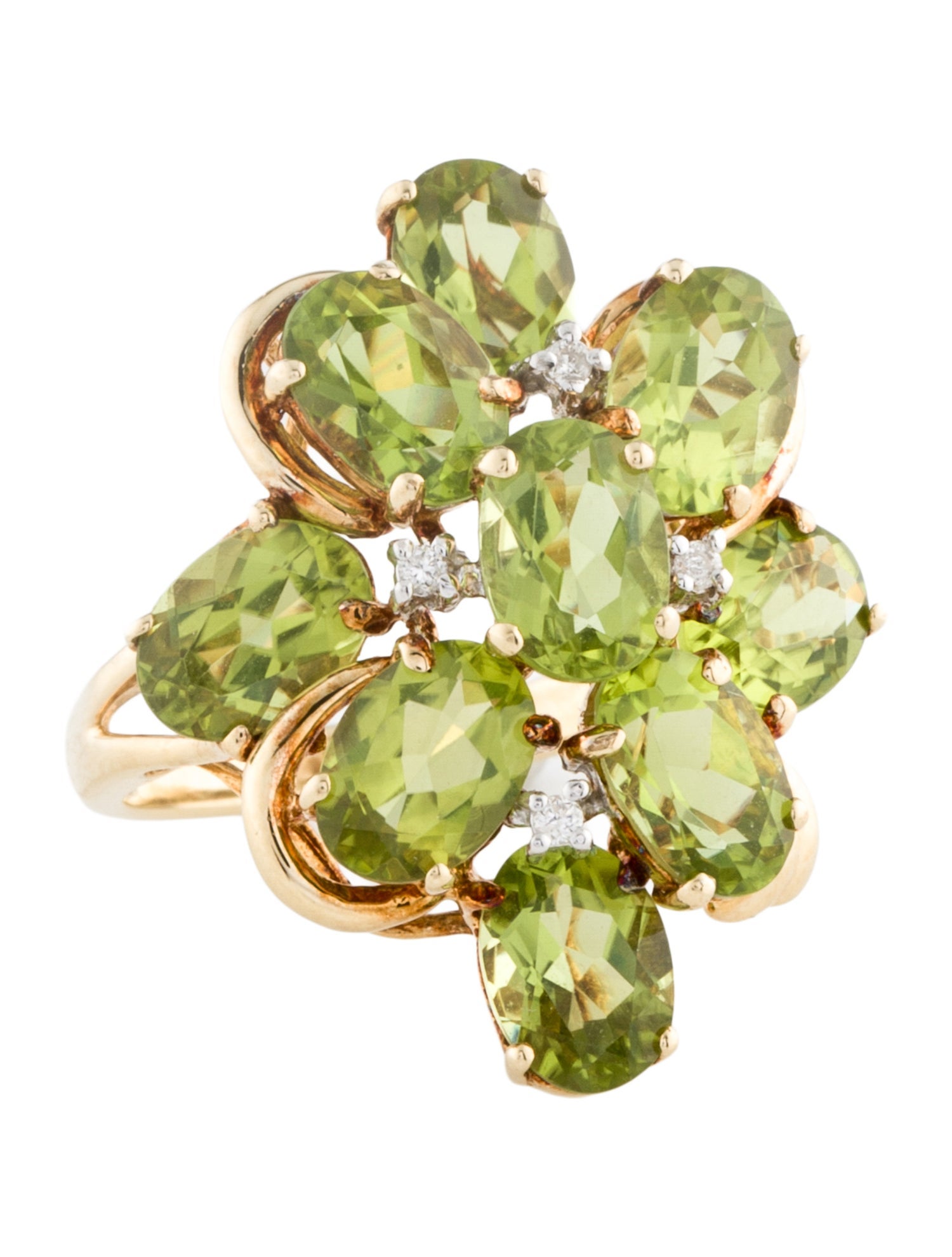 Ring 14K 9.00ctw Peridot Diamond Cocktail