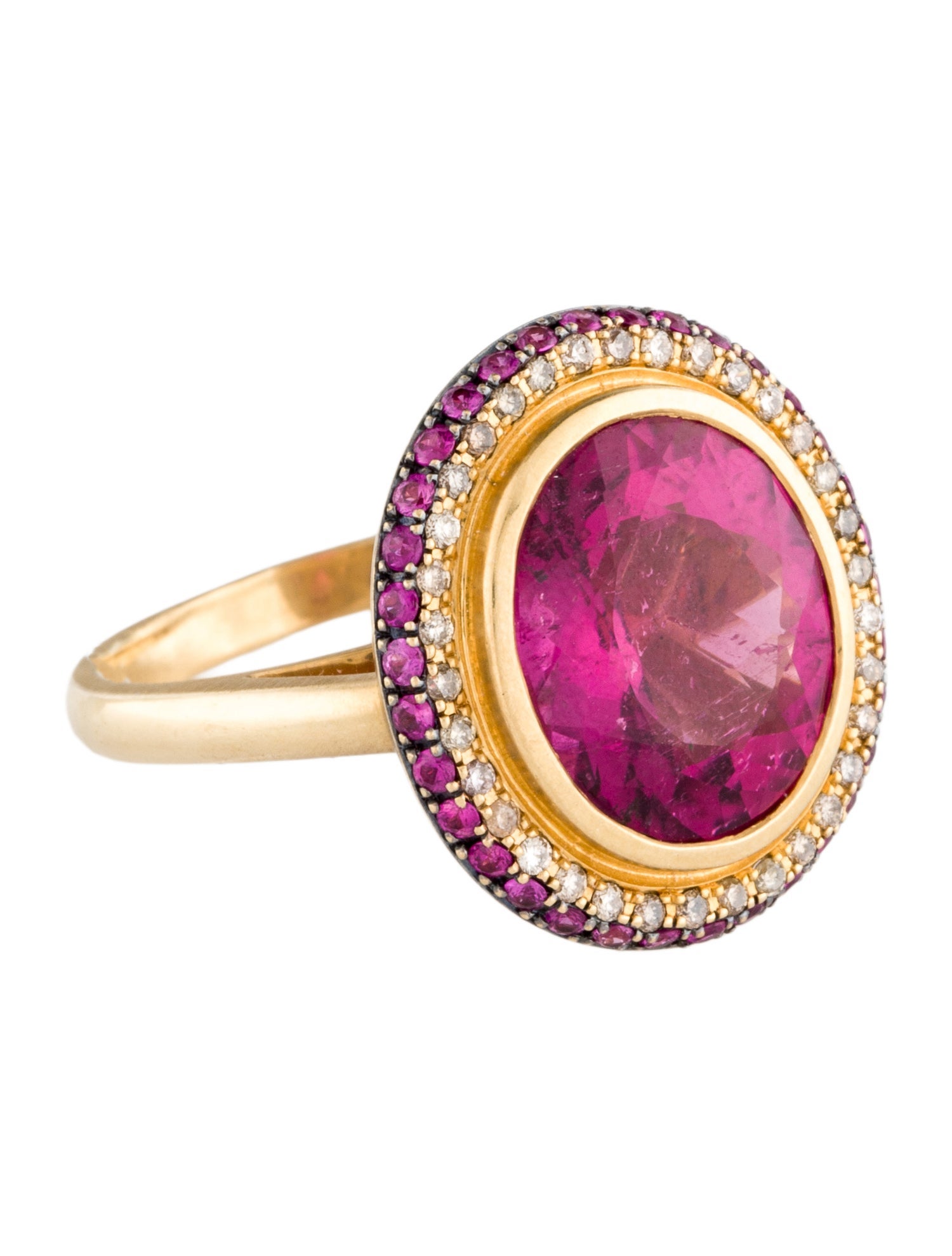 Ring 18K Tourmaline, Ruby & Diamond Cocktail Ring