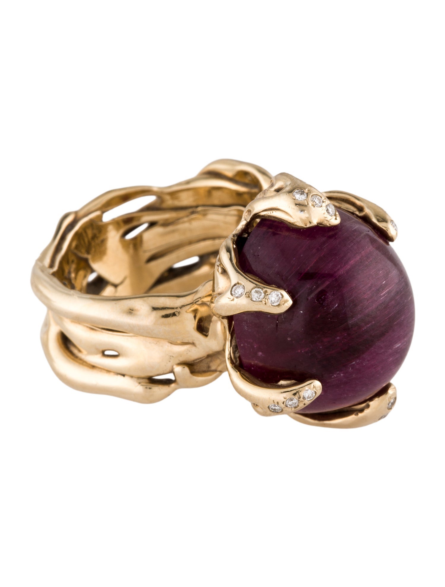 Lucifer Vir Honestus 18K 23.05ct Cat's Eye Tourmaline & Diamond Cocktail Ring