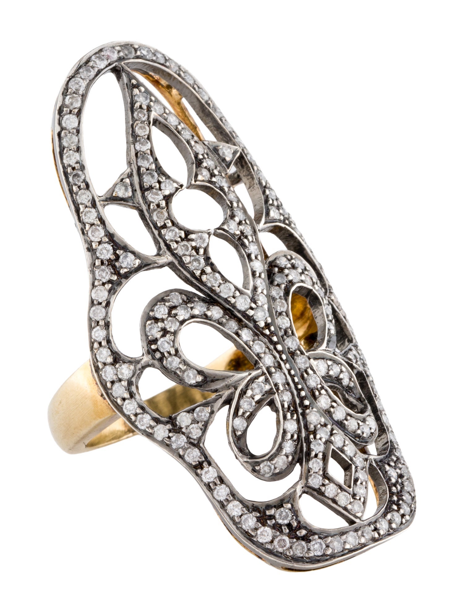 Ring Two-Tone Diamond Fleur de Lis Cocktail