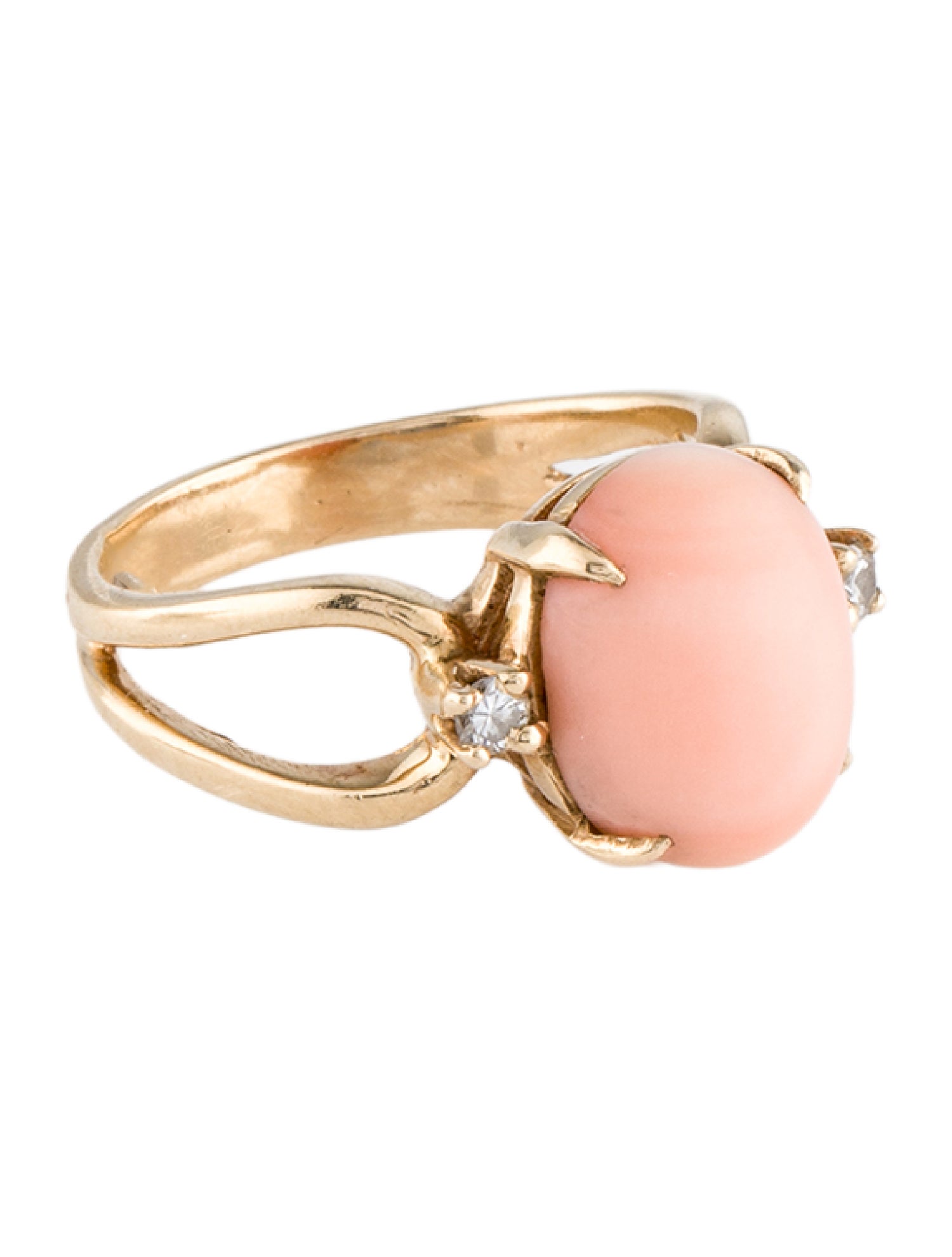 Ring 14K Coral & Diamond Cocktail