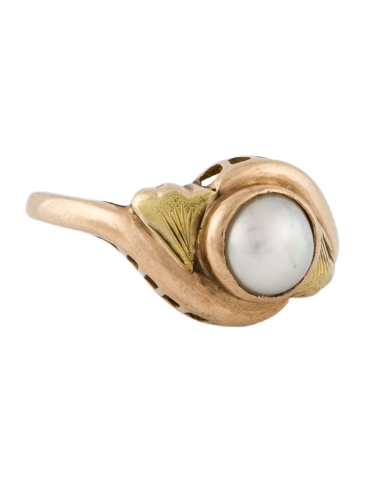 Ring 10K Two-Tone Pearl Cocktail