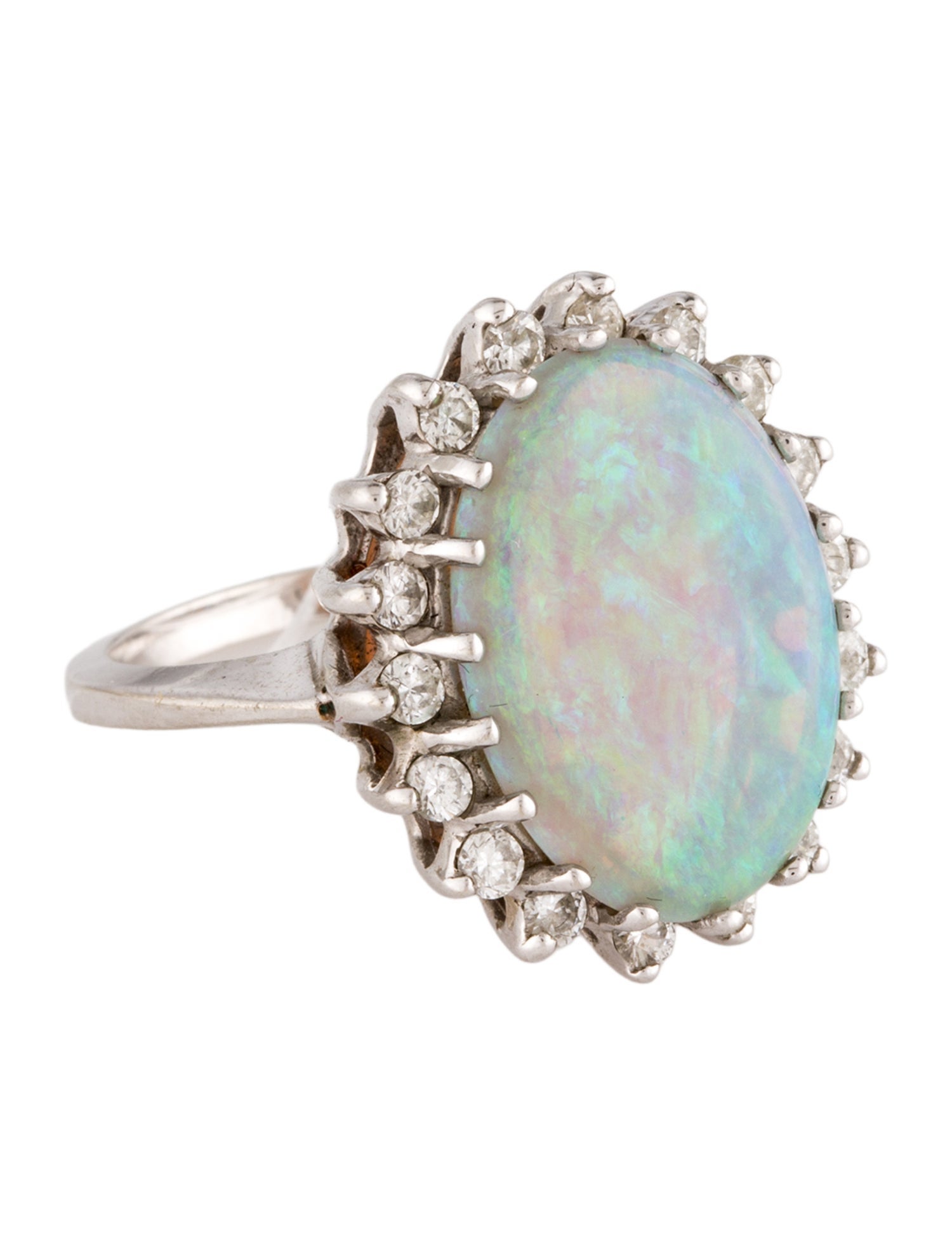 Ring 14K 4.06ct Opal & Diamond Cocktail