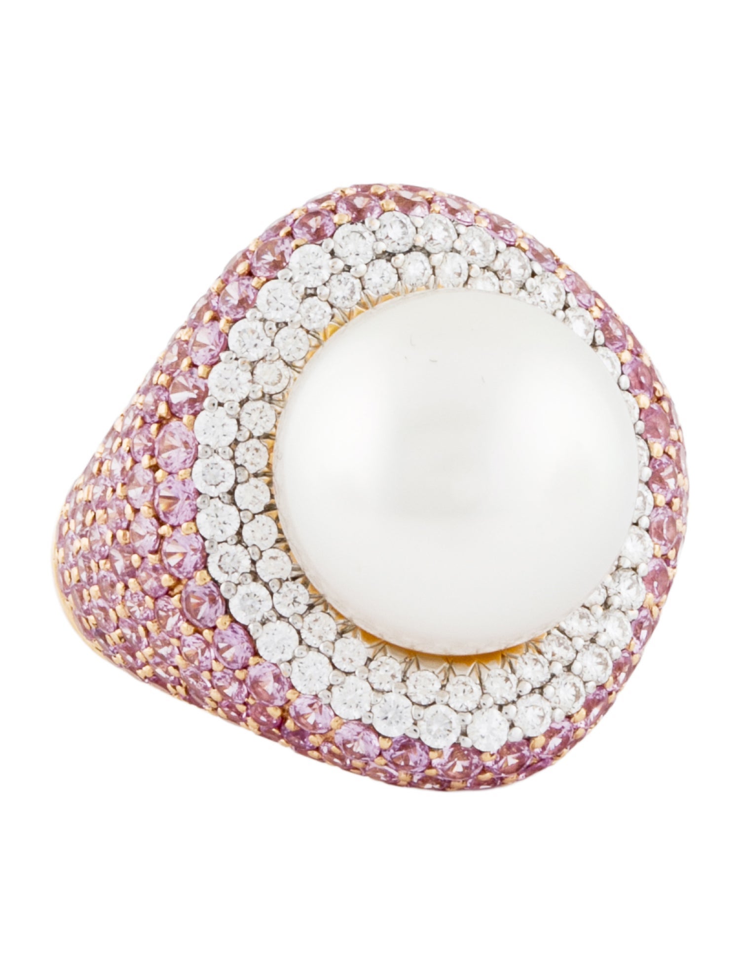 Ring Pearl, Sapphire & Diamond Cocktail