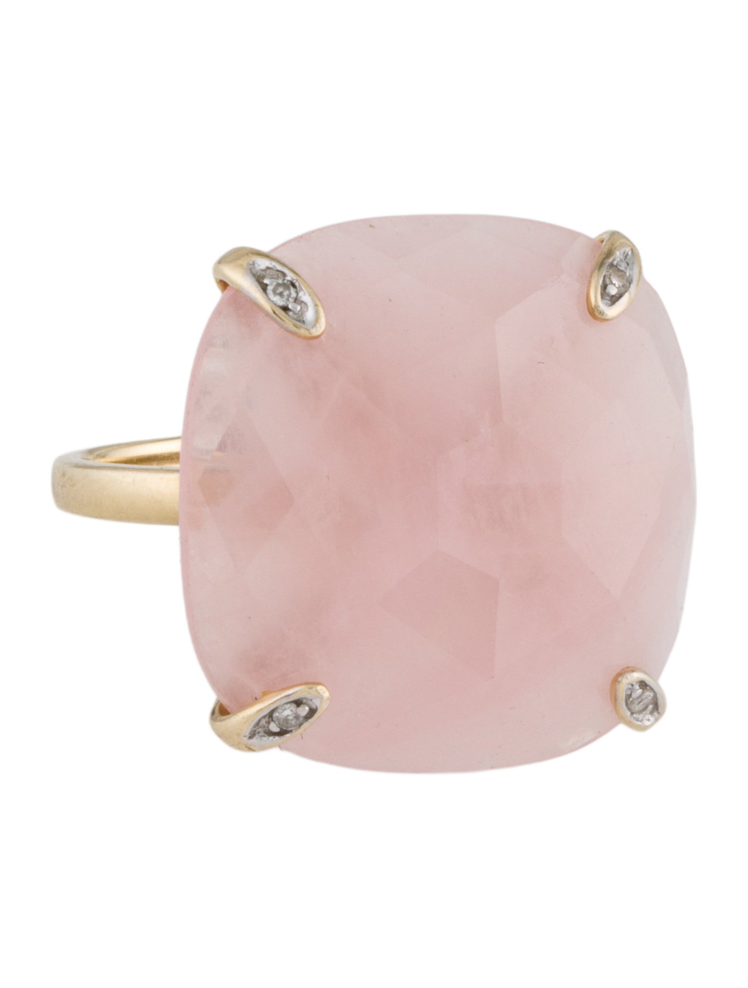 Ring 14K Rose Quartz & Diamond Cocktail
