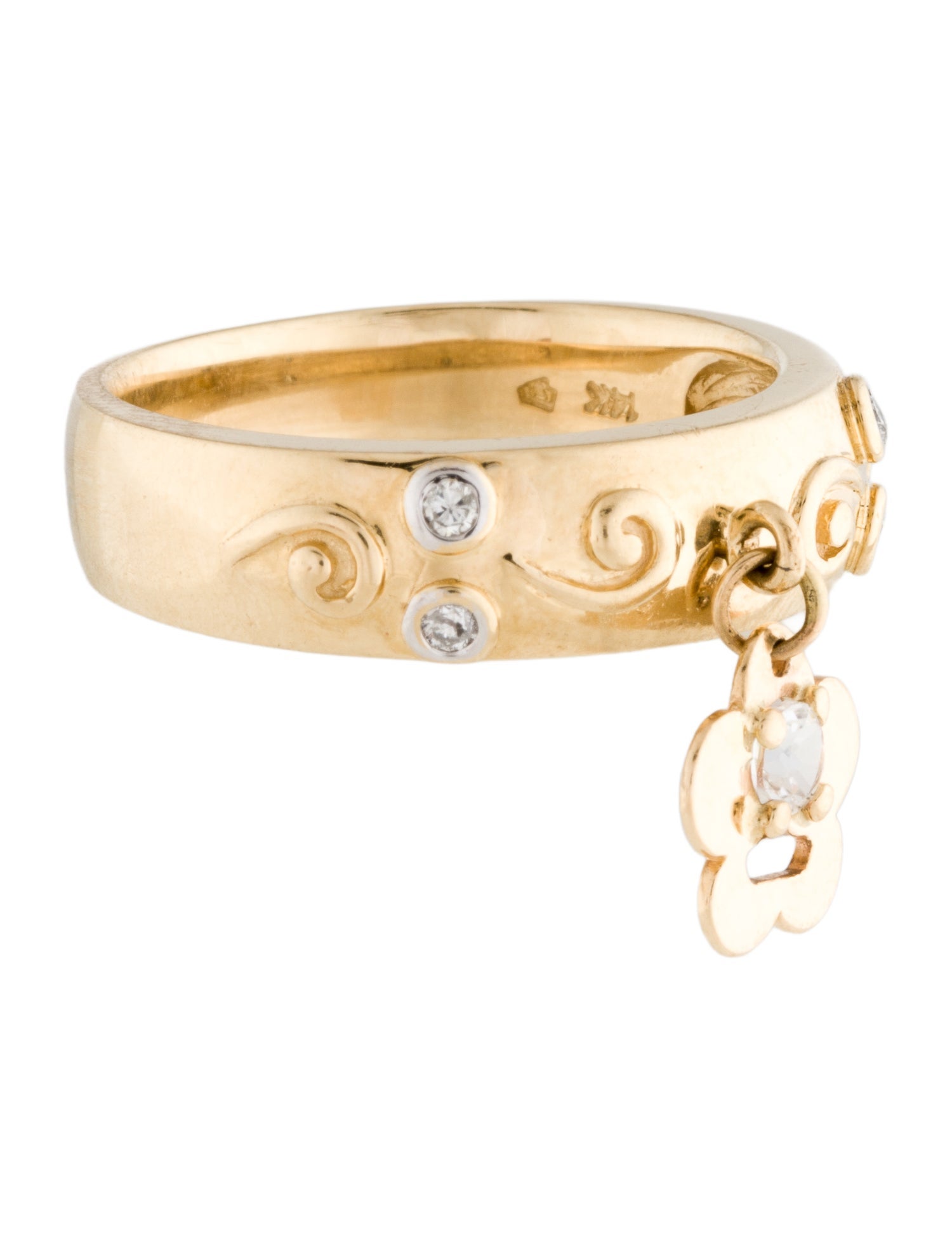 Ring 14K Diamond & Topaz Dangle Band