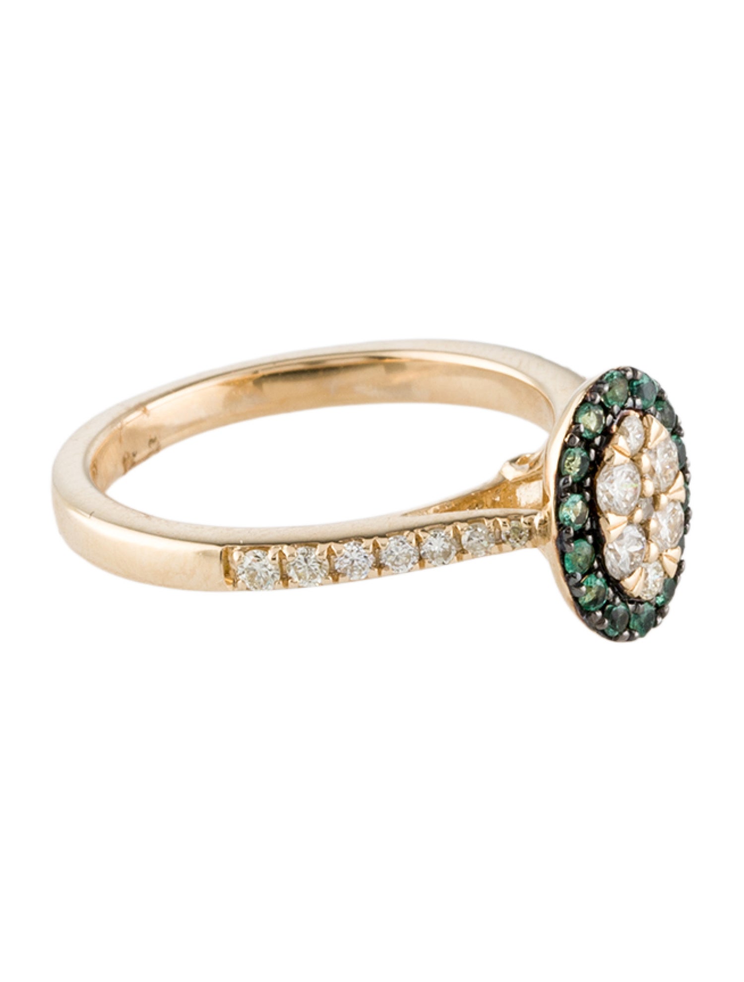 Ring 14K Emerald & Diamond Cocktail