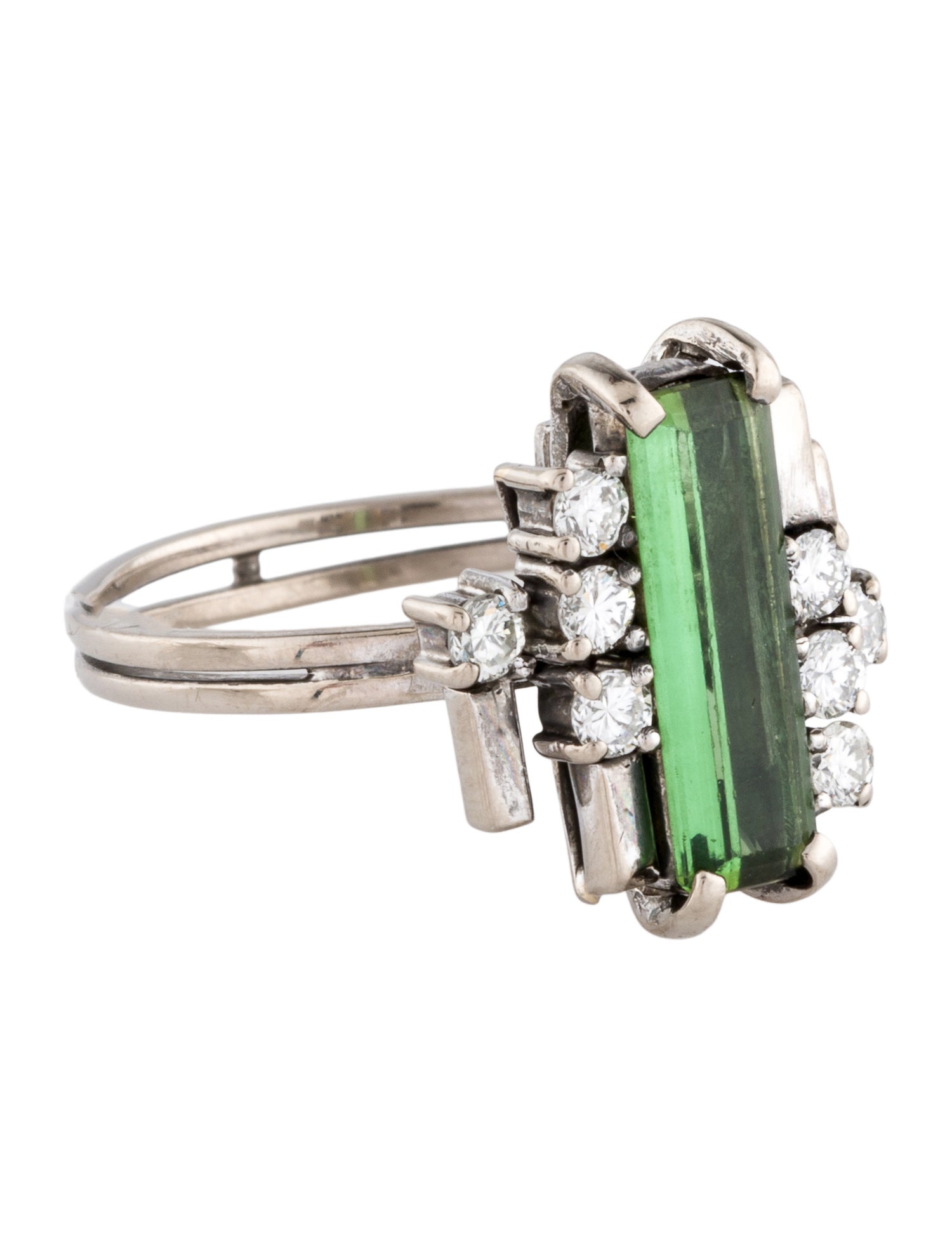 Ring 14K 1.28ct Tourmaline & Diamond Cocktail