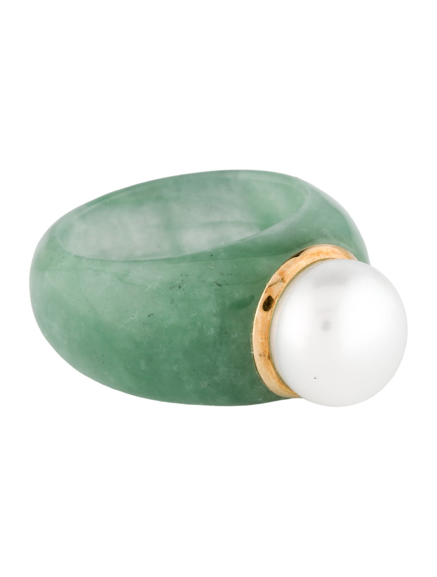 Ring 10K Pearl & Dyed Jadeite Cocktail