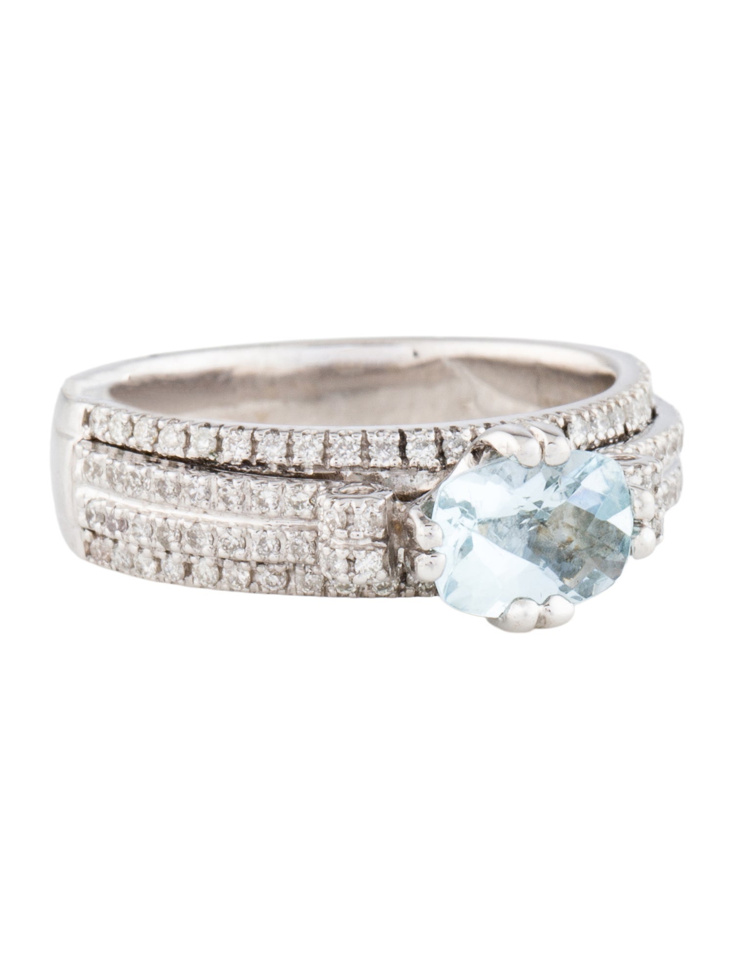 Ring 14K Aquamarine & Diamond Cocktail