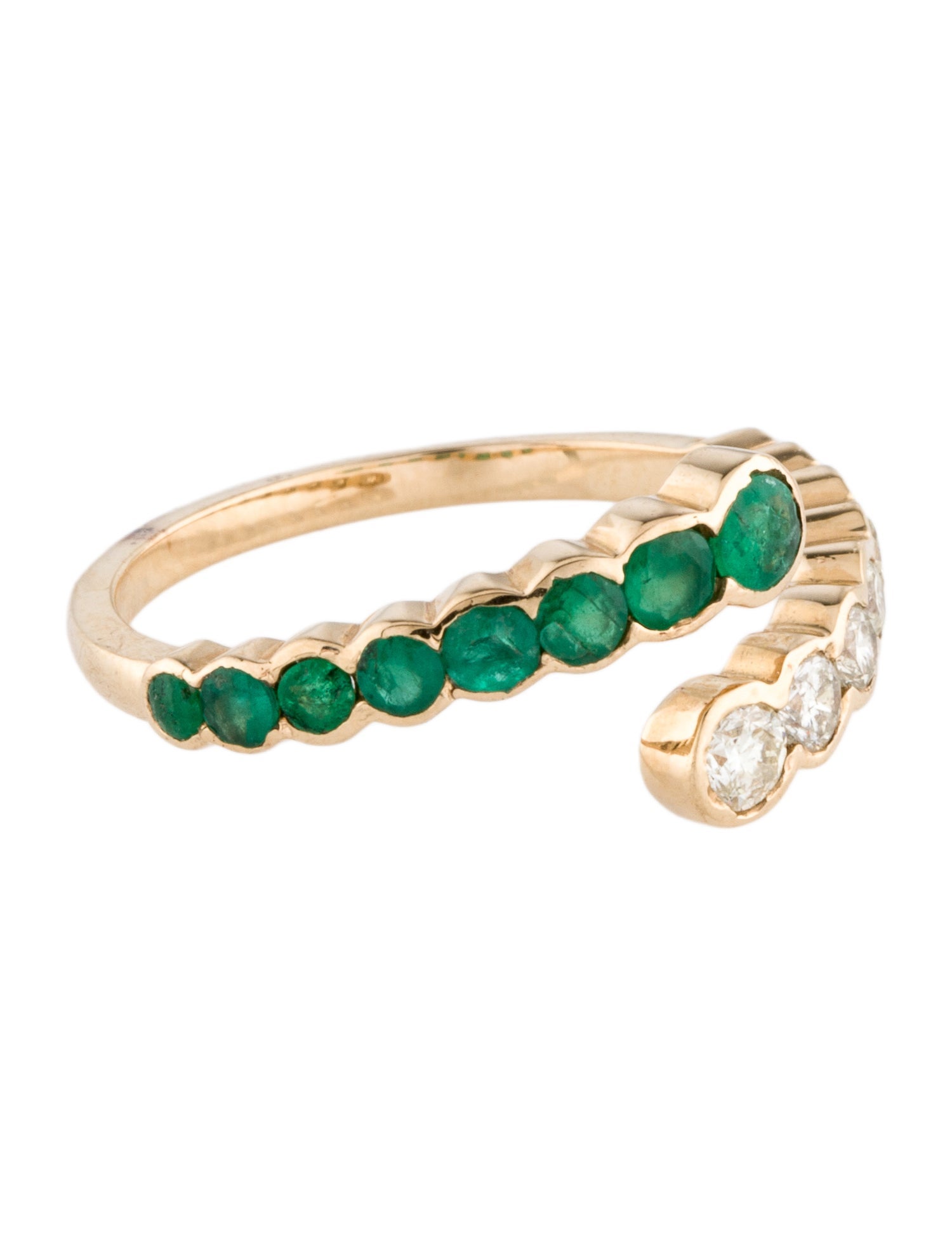 Ring 14K Emerald & Diamond Open