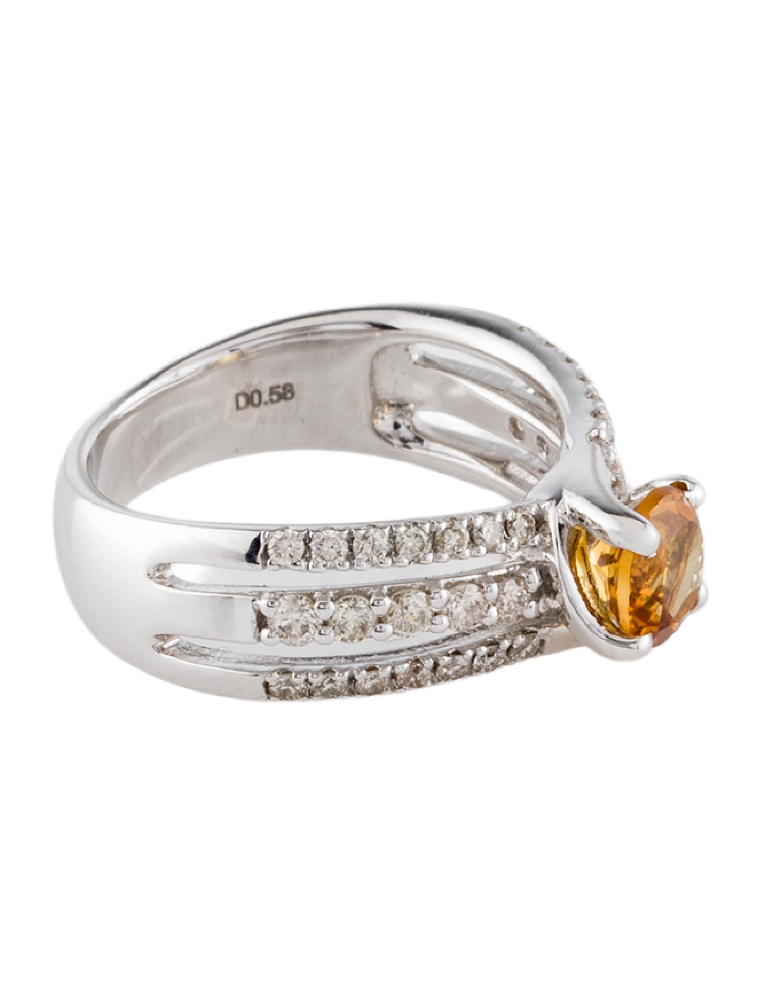 Ring 14K Citrine & Diamond Cocktail Ring