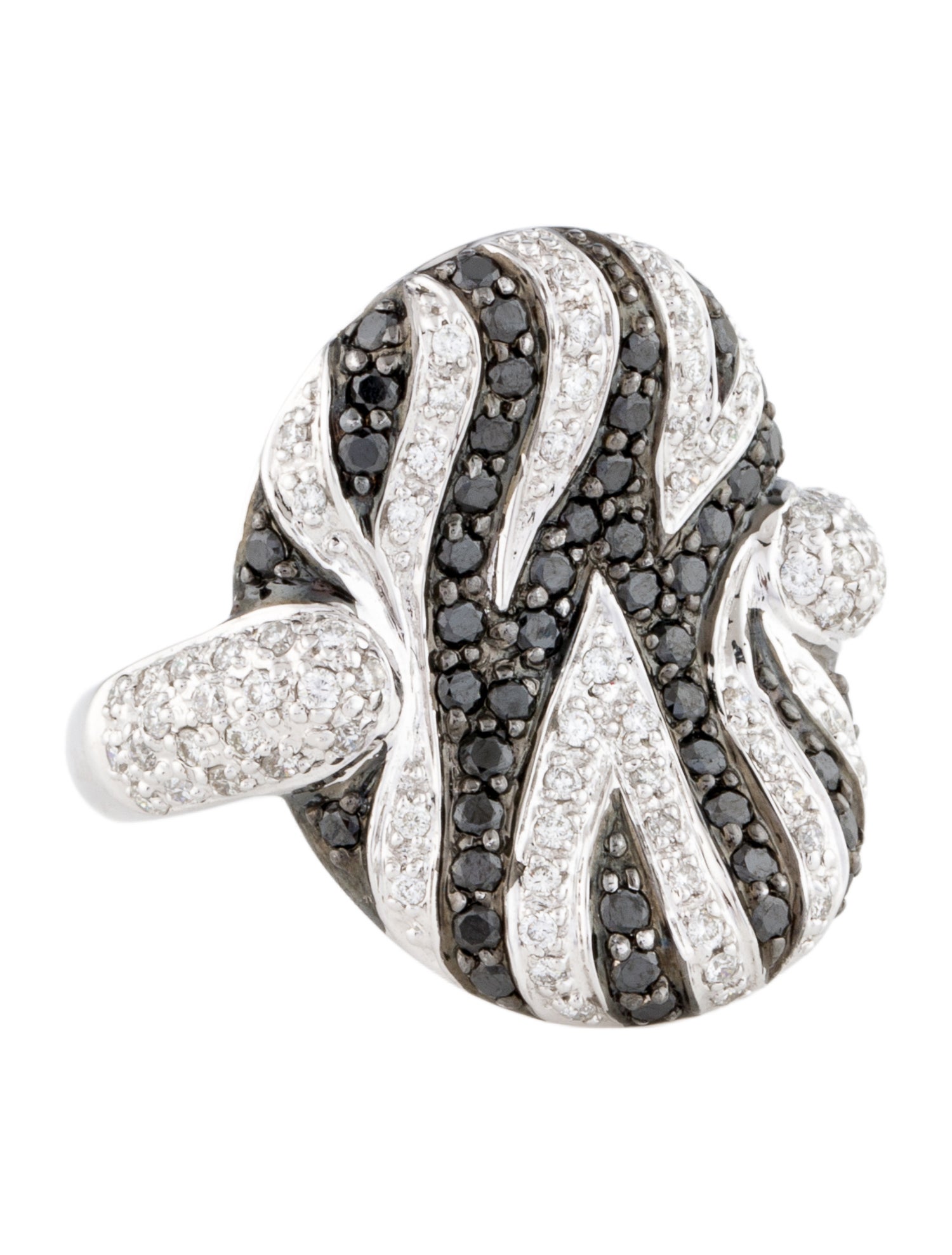 Ring 18K 1.29ctw Diamond Zebra Cocktail