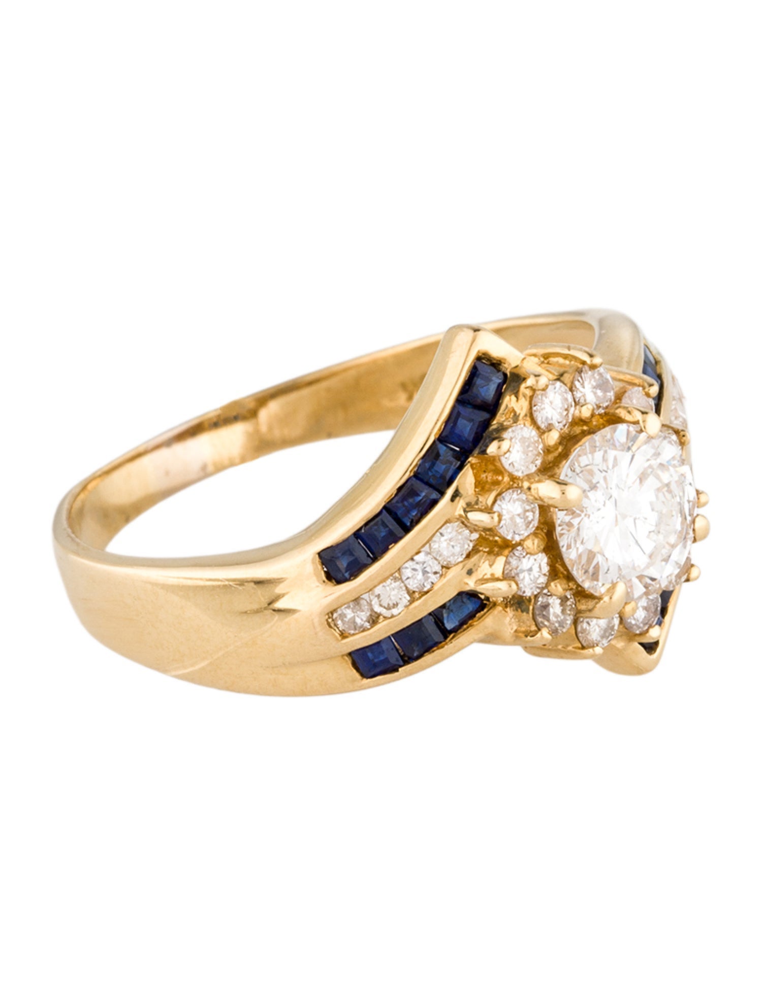 Ring 18K Diamond & Sapphire Engagement Ring