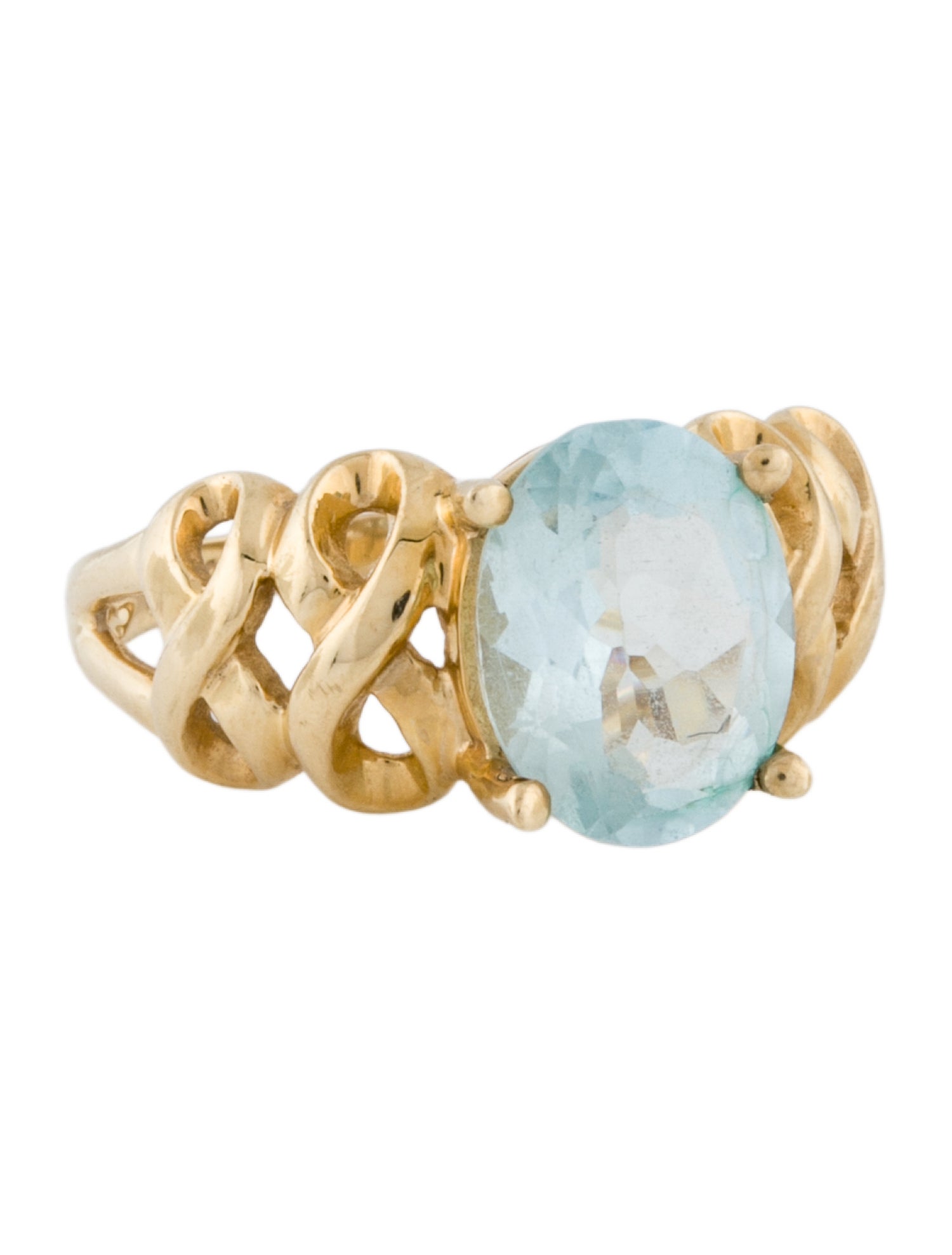 Ring 10K Aquamarine Cocktail