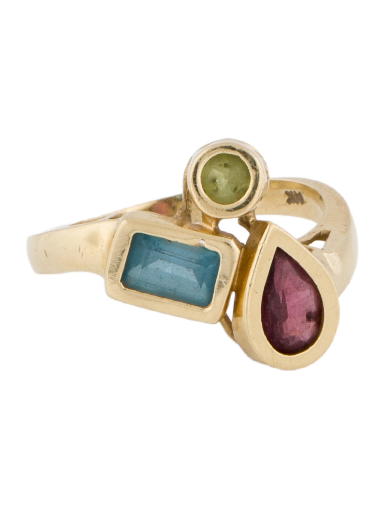 Ring 14K Topaz, Peridot & Garnet Cocktail