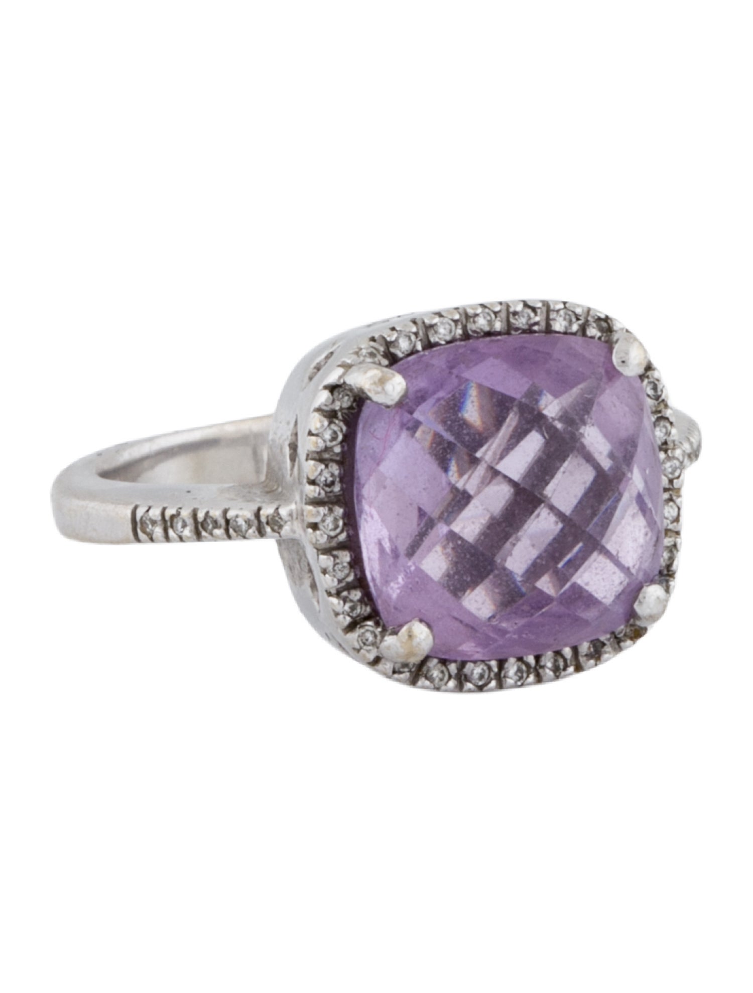 Ring 14K Amethyst & Diamond Cocktail