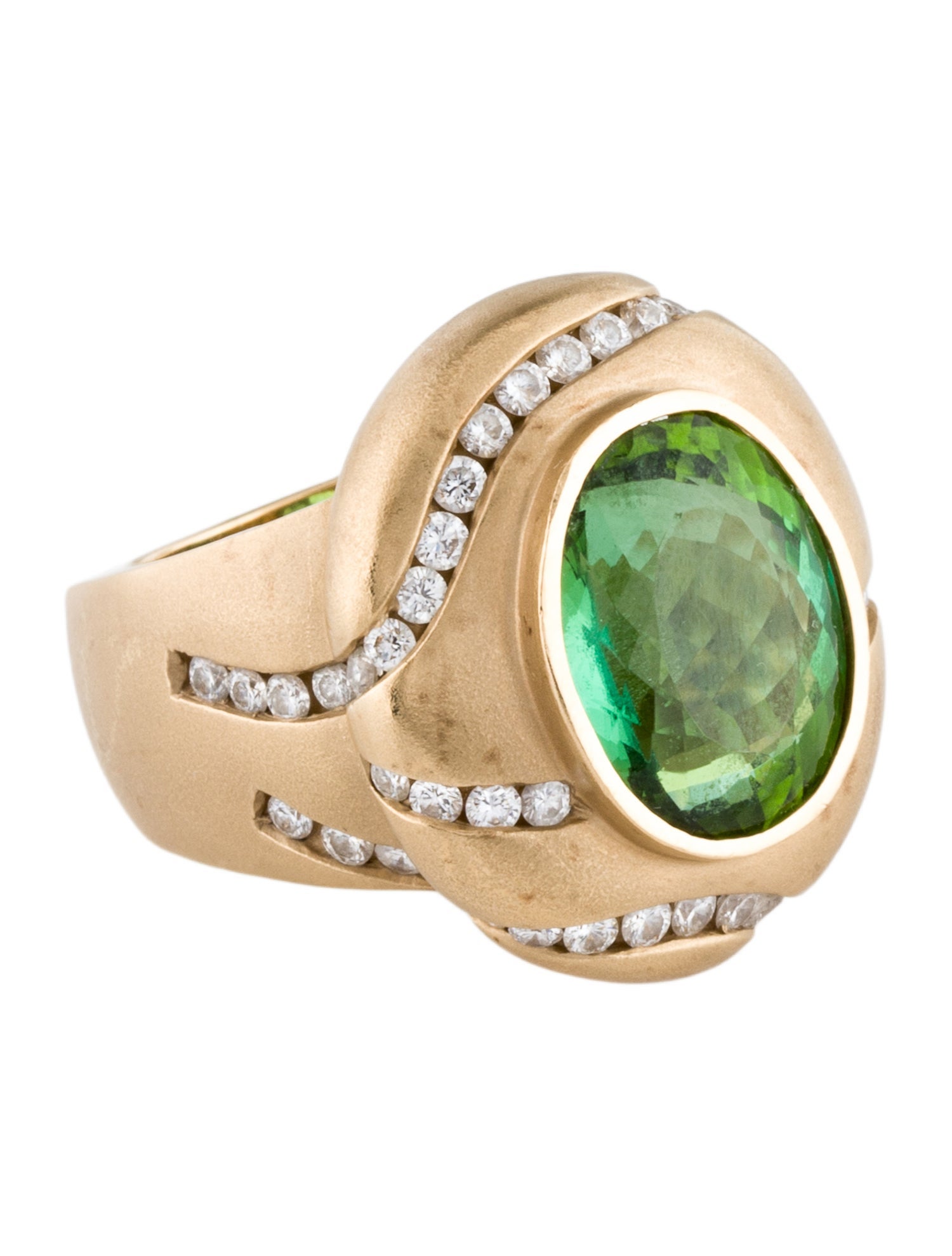 Ring Gauthier 14K 7.73ct Tourmaline & 1.07ctw Diamond Cocktail