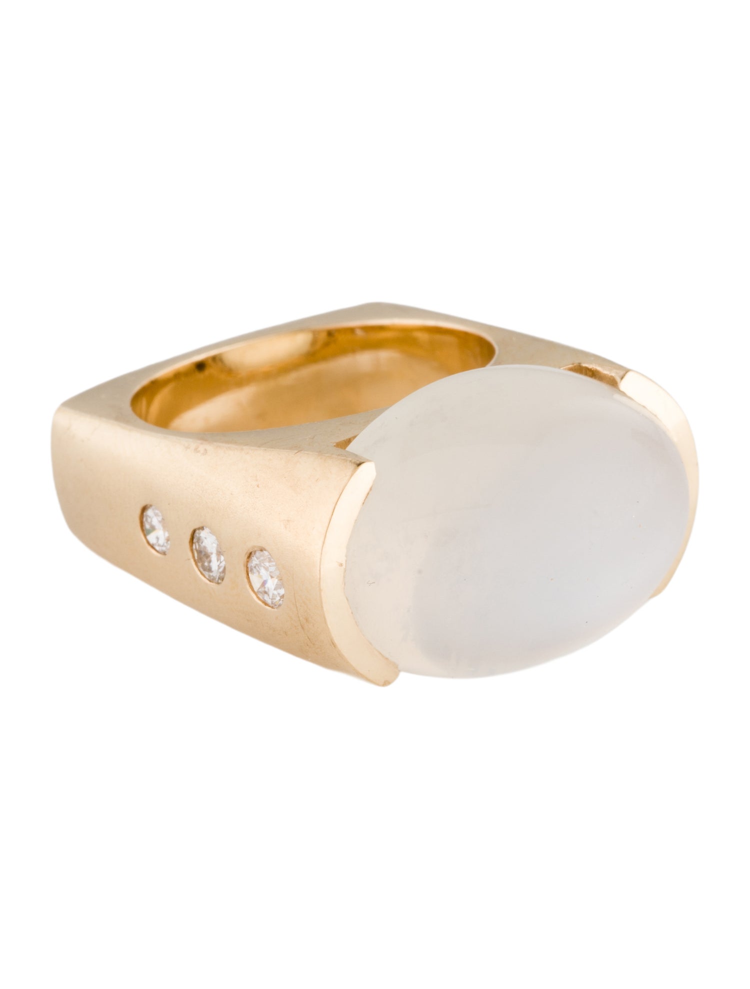 Ring Gauthier 14K 17.73ct Cat's Eye Moonstone, Diamond & Sapphire Cocktail Ring