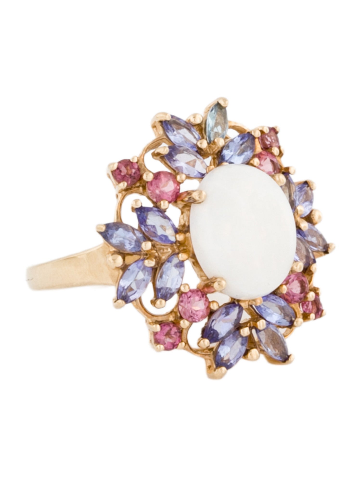 Ring 10K Opal & Multi-Stone Cocktail