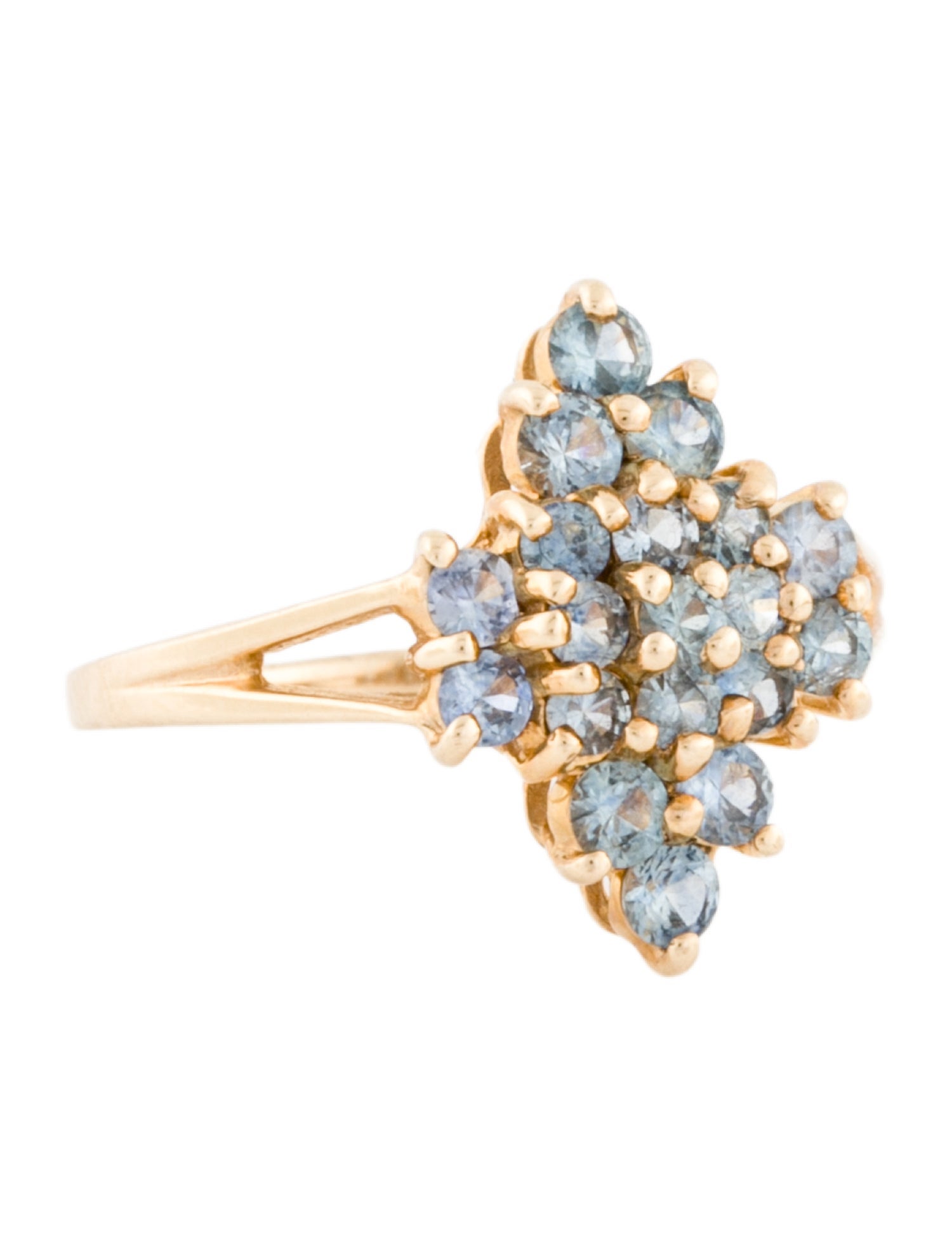 Ring 10K Sapphire Cluster Cocktail