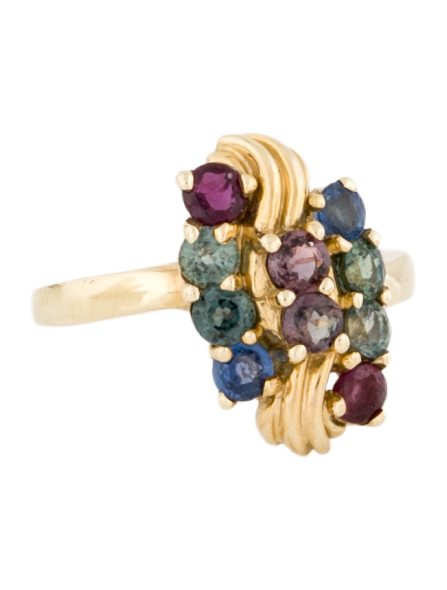 Ring 10K Multicolor Sapphire & Ruby Cocktail