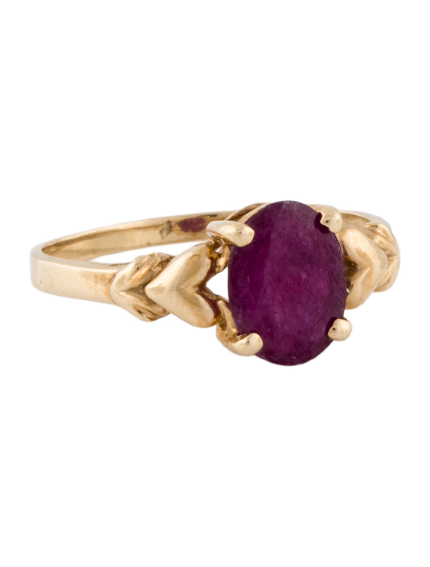 Ring 10K 1.04ct Ruby Hearts Cocktail