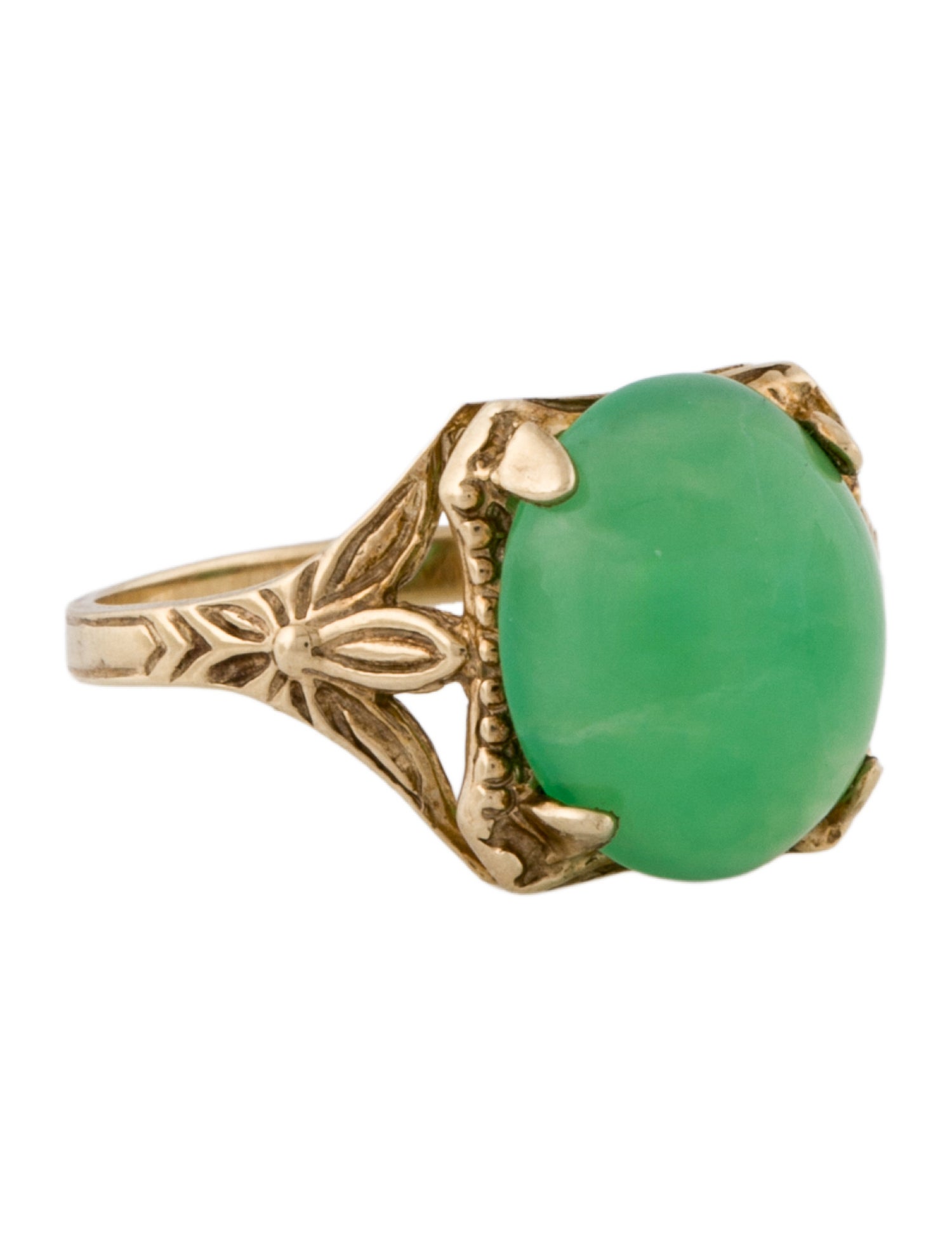Ring 10K 2.81ct Chrysoprase Cocktail