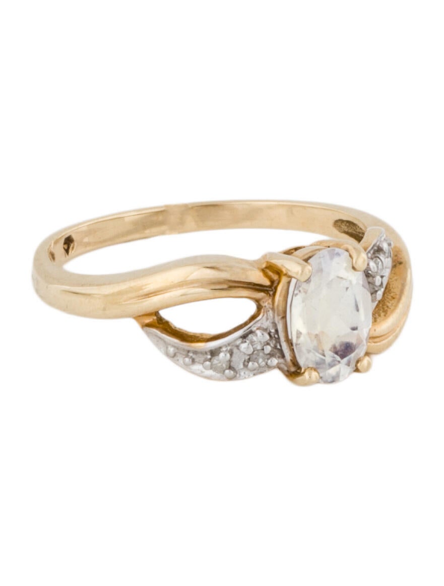 Ring 10K Moonstone Labradorite & Diamond