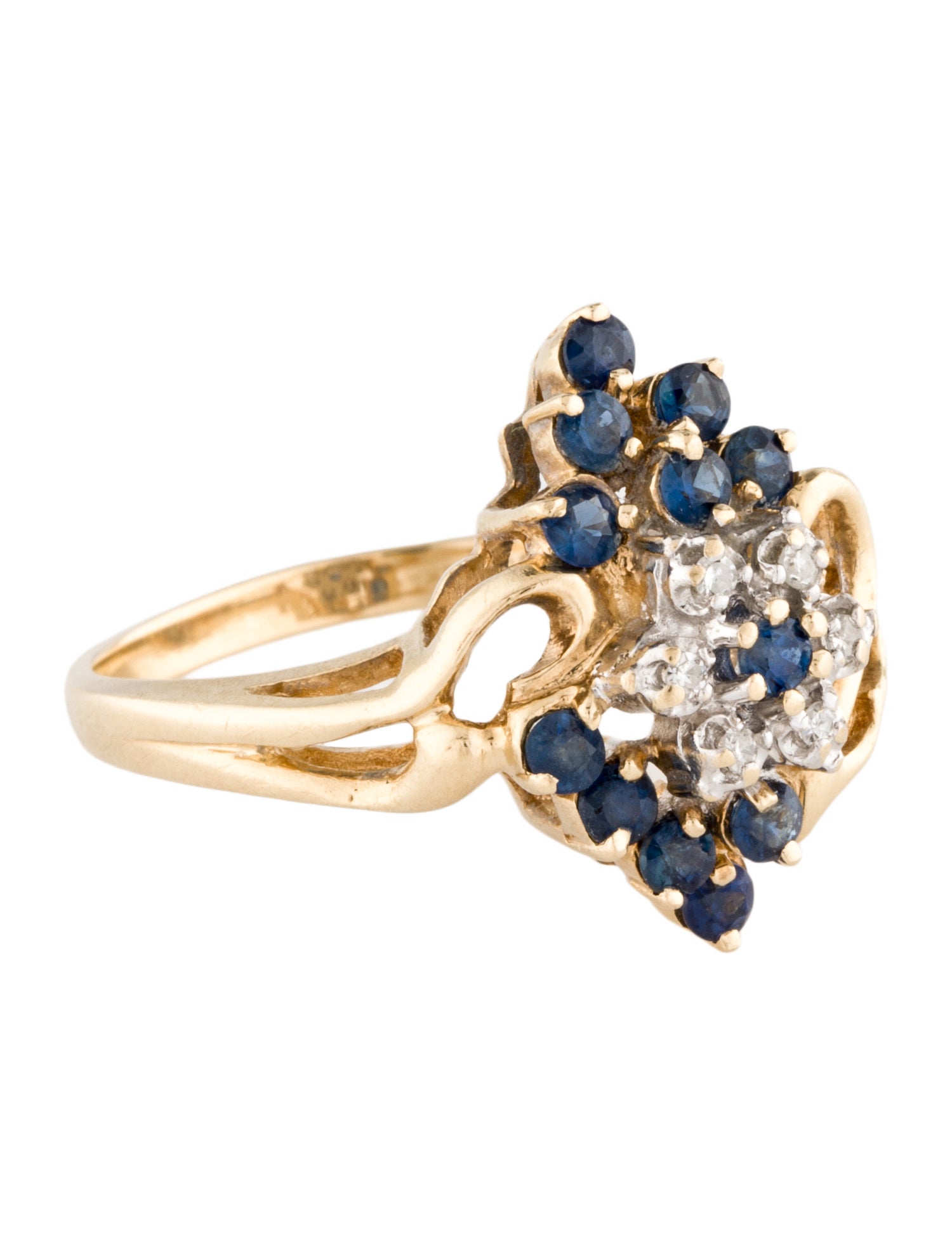 Ring 14K Sapphire & Diamond Cocktail