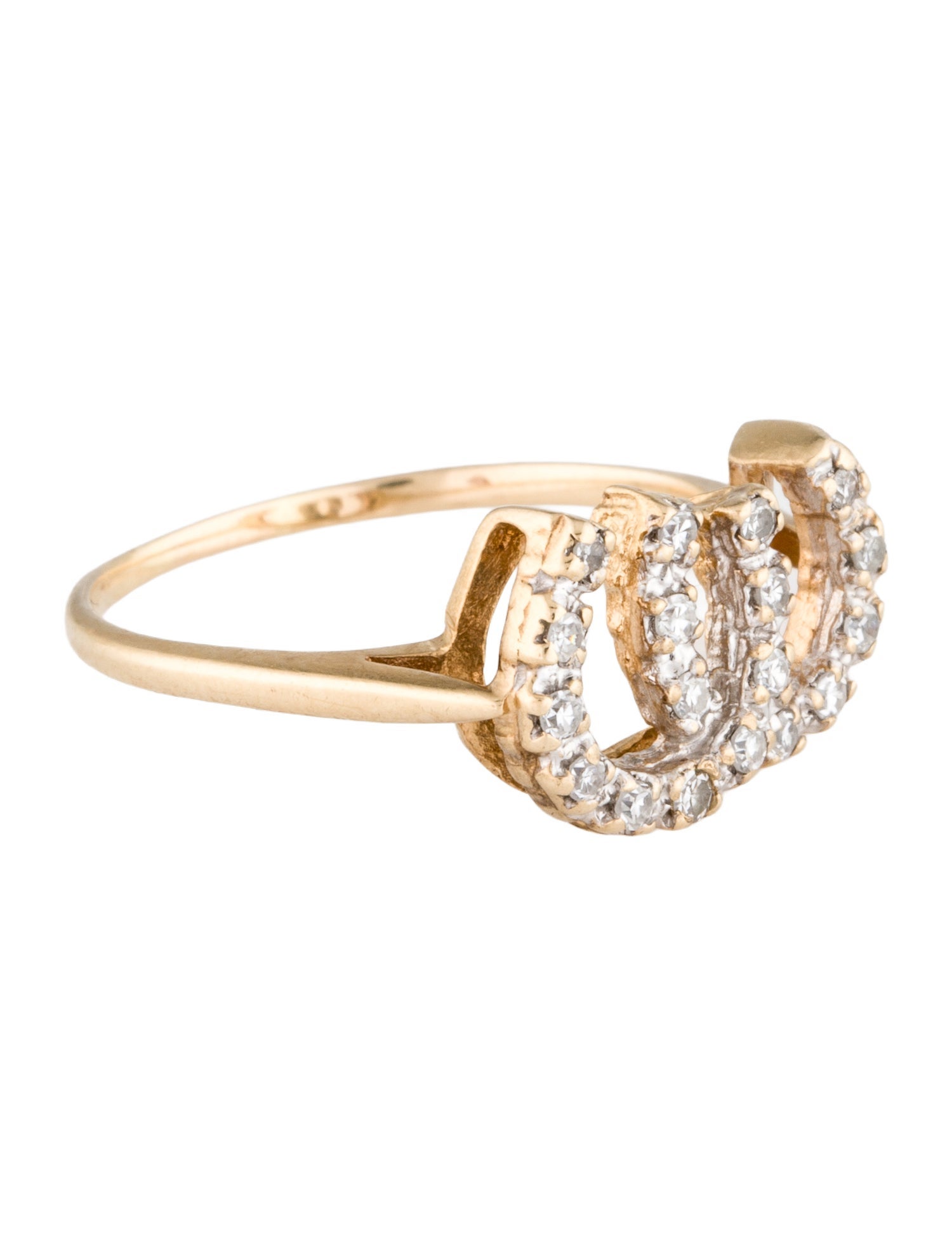 Ring 14K Diamond Horseshoe Cocktail