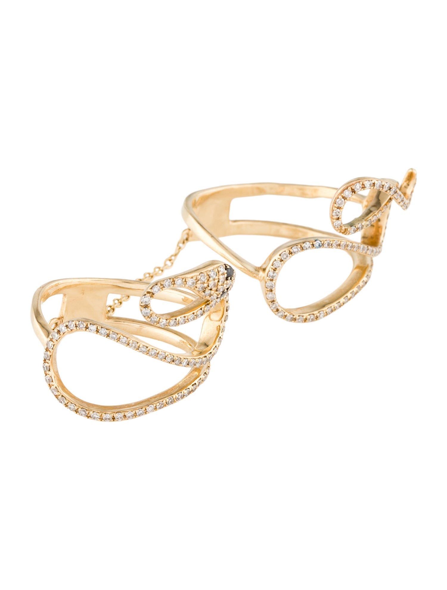 Ring 14K Diamond Snake Double Finger