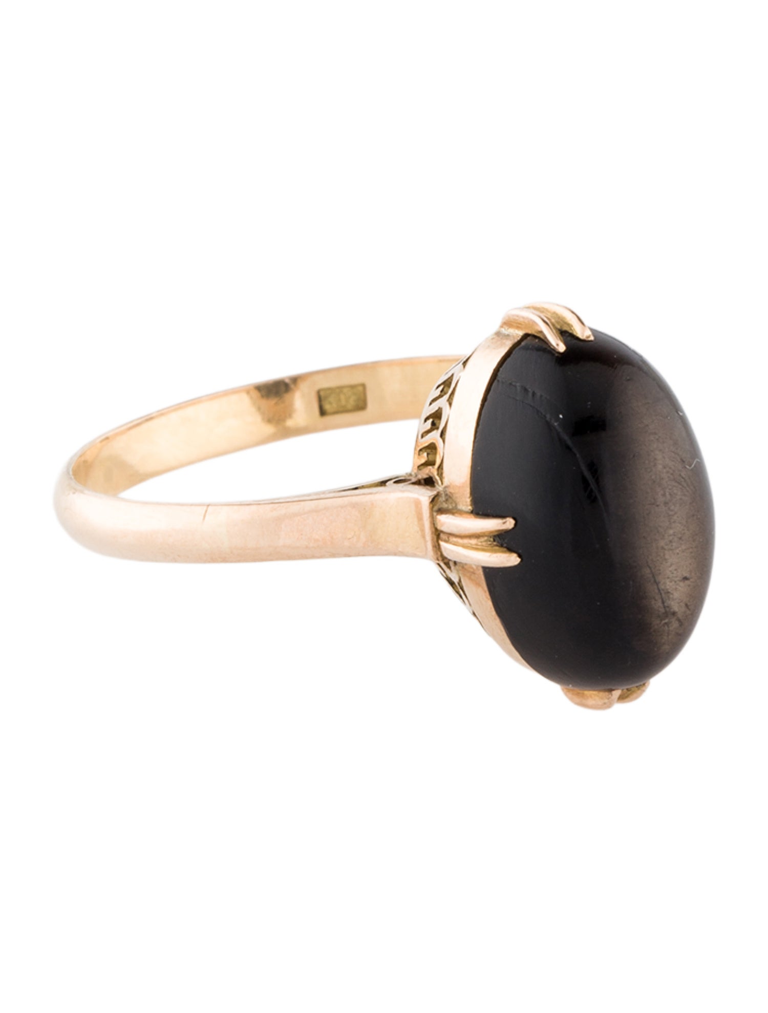 Ring 18K Cat's Eye Obsidian Cocktail