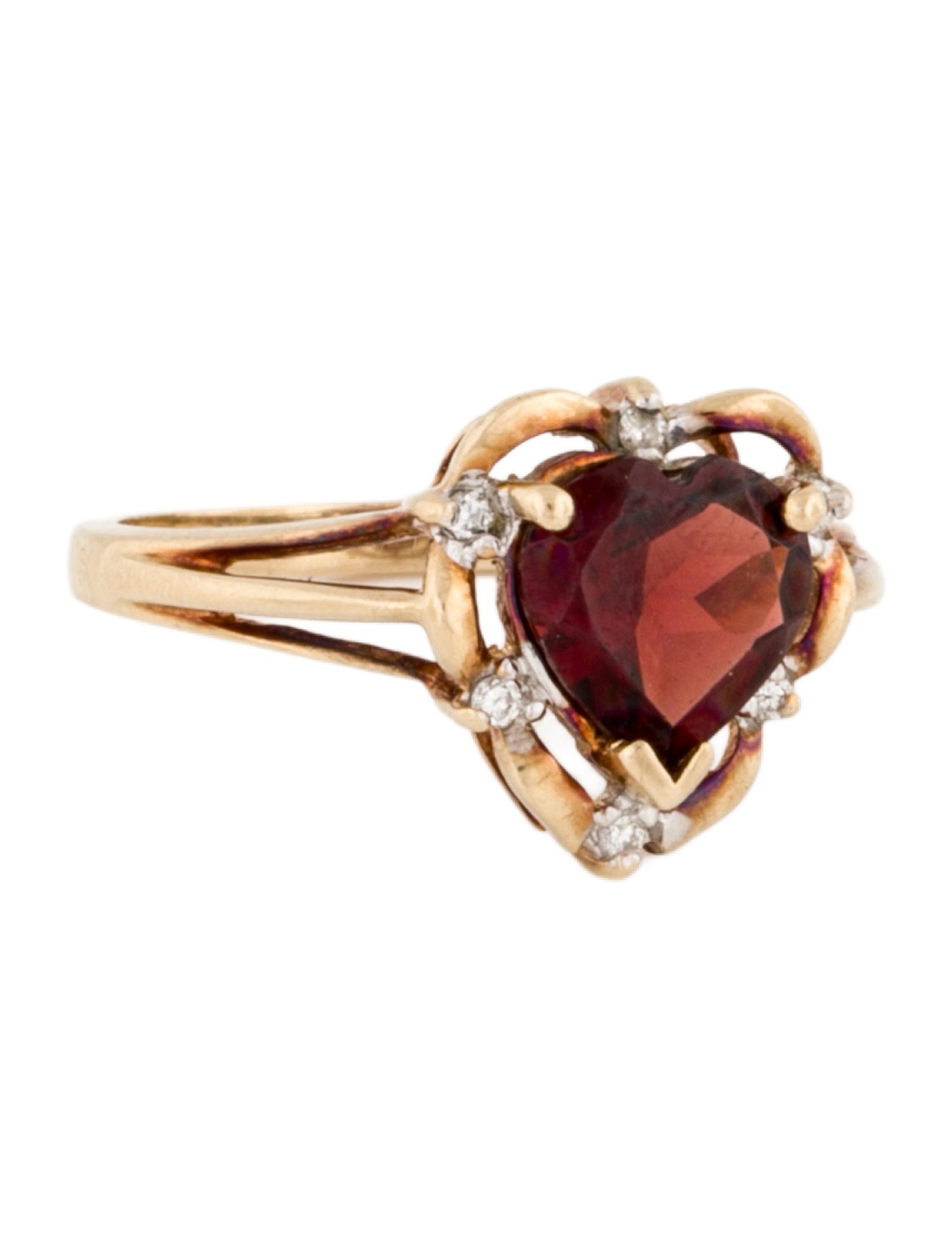 Ring 14K Garnet & Diamond Cocktail