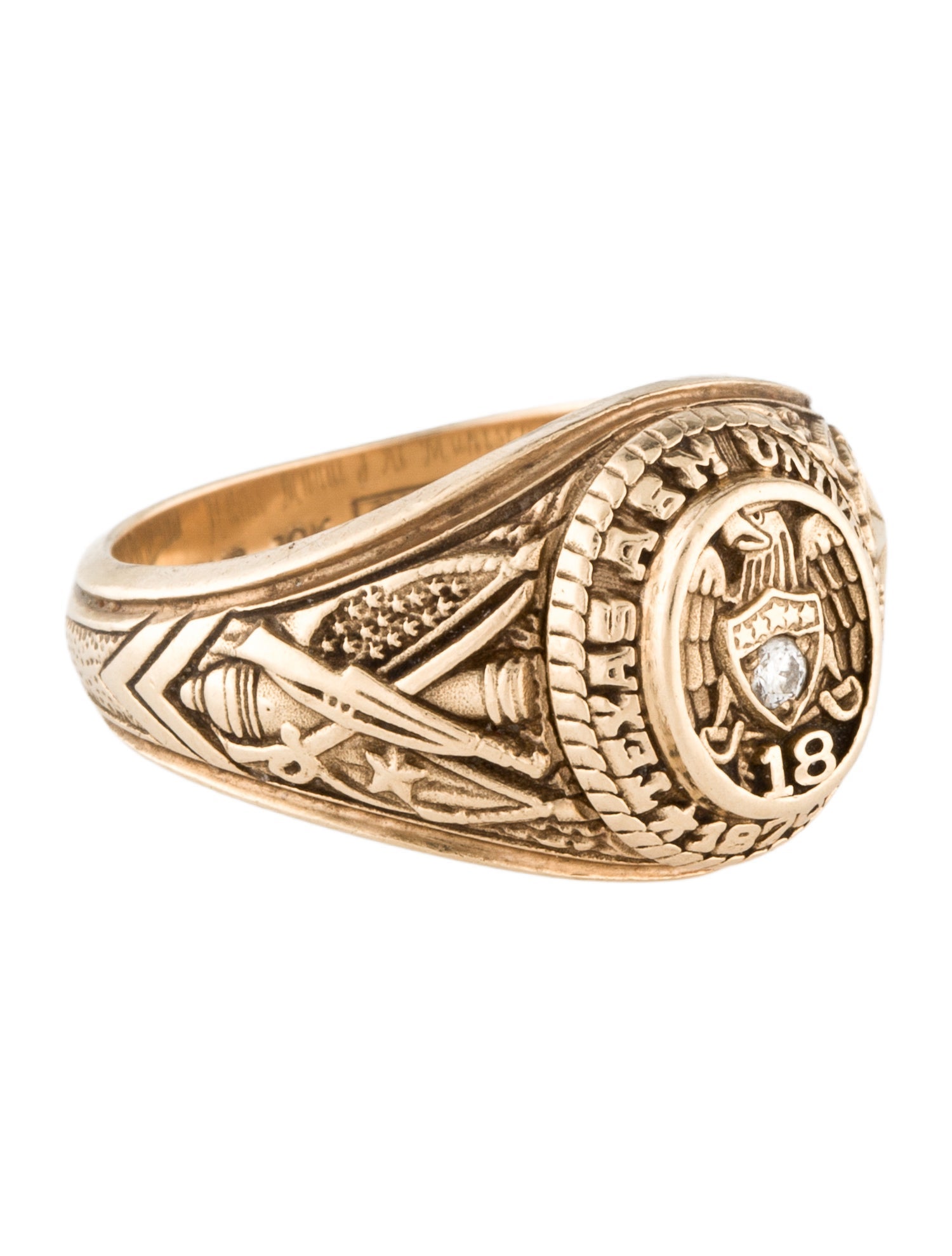 Ring 10K Diamond Signet Class