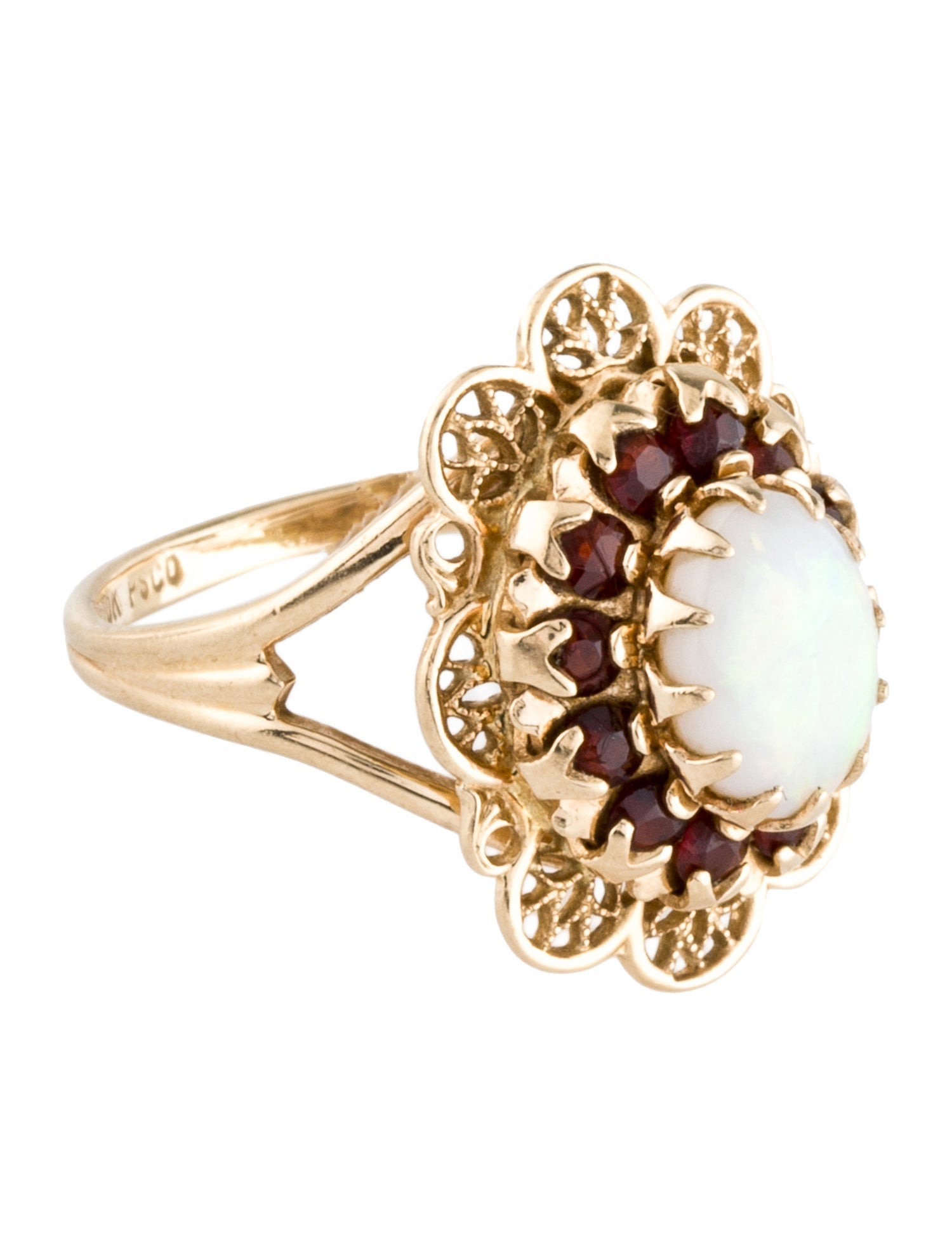 Ring 10K Opal & Garnet Cocktail