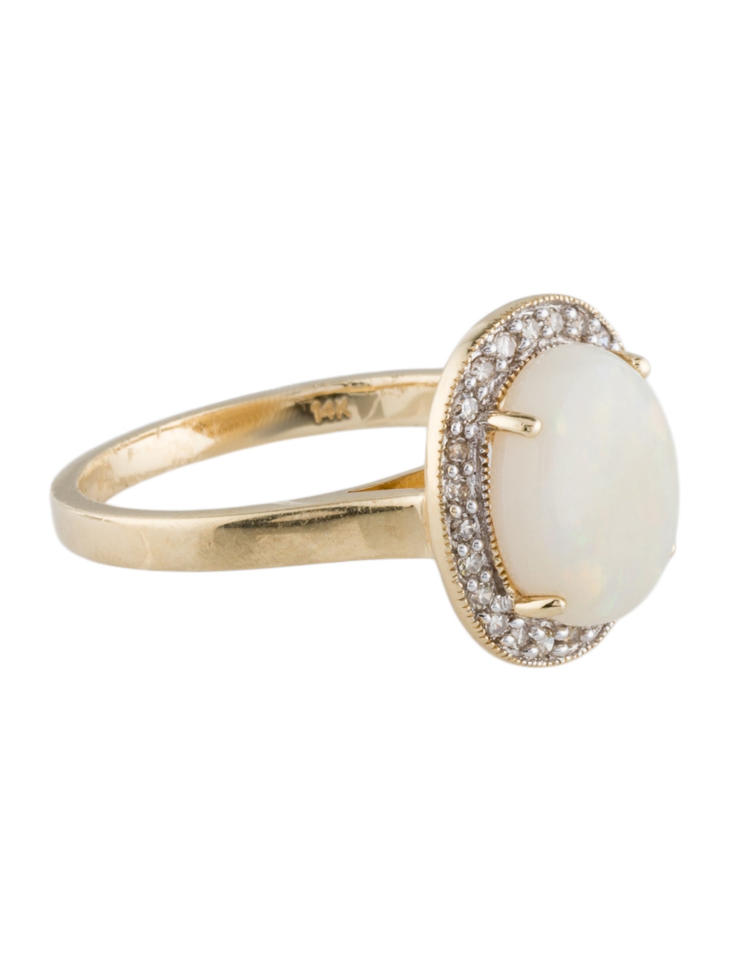 Ring 14K 2.09ct Opal & Diamond Cocktail