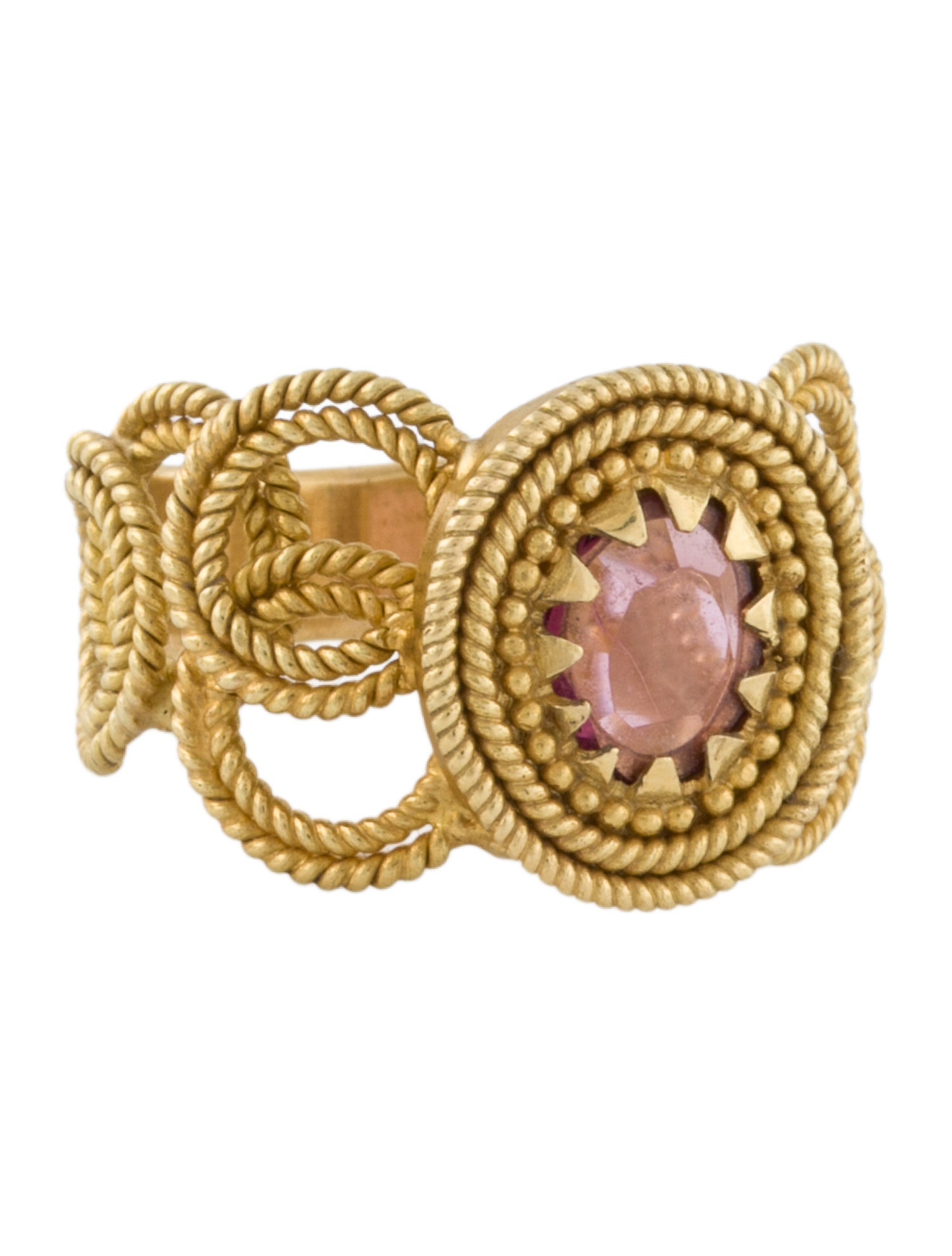 Ring 18K Tourmaline Textured Cocktail