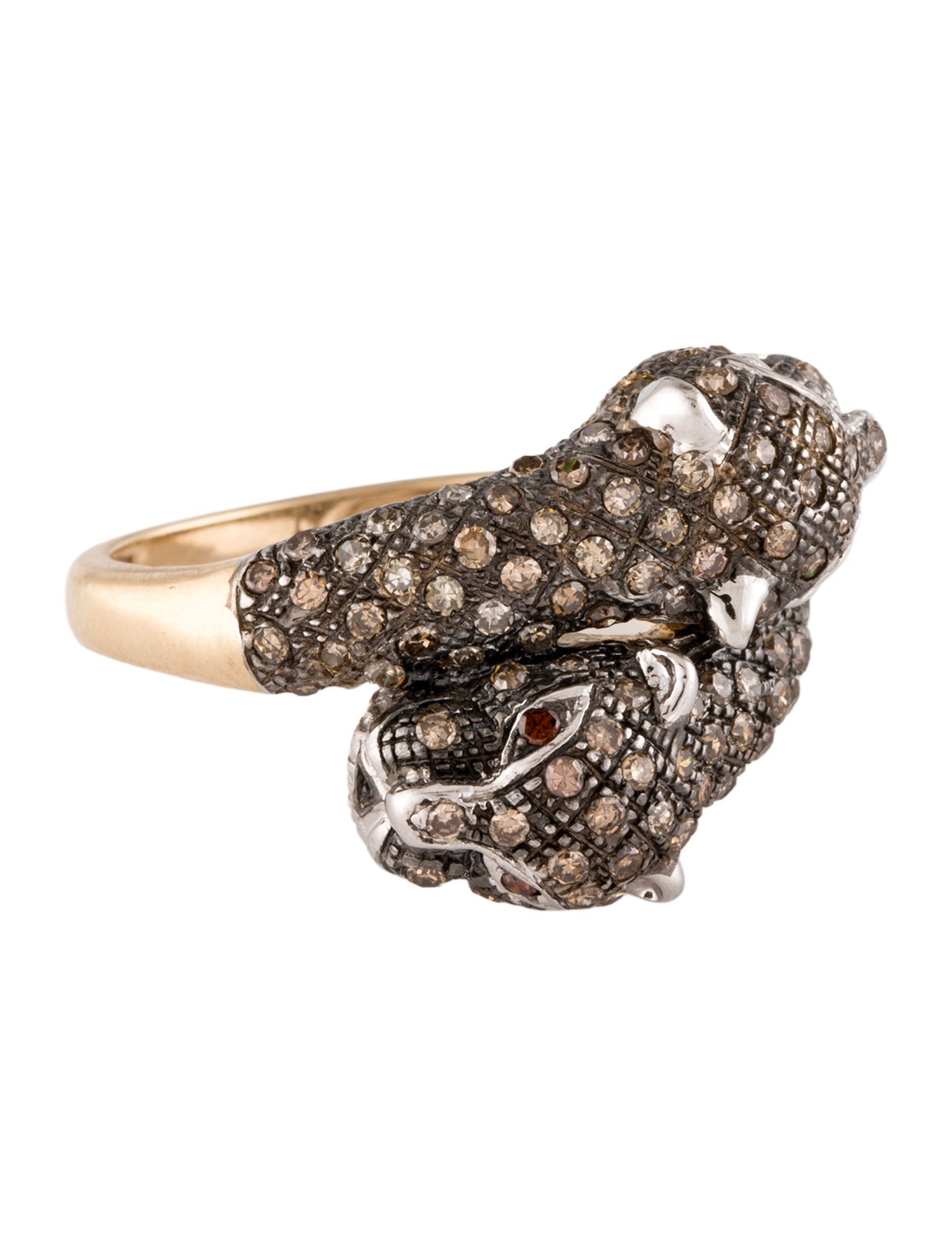 Ring 10K Diamond Panther Cocktail