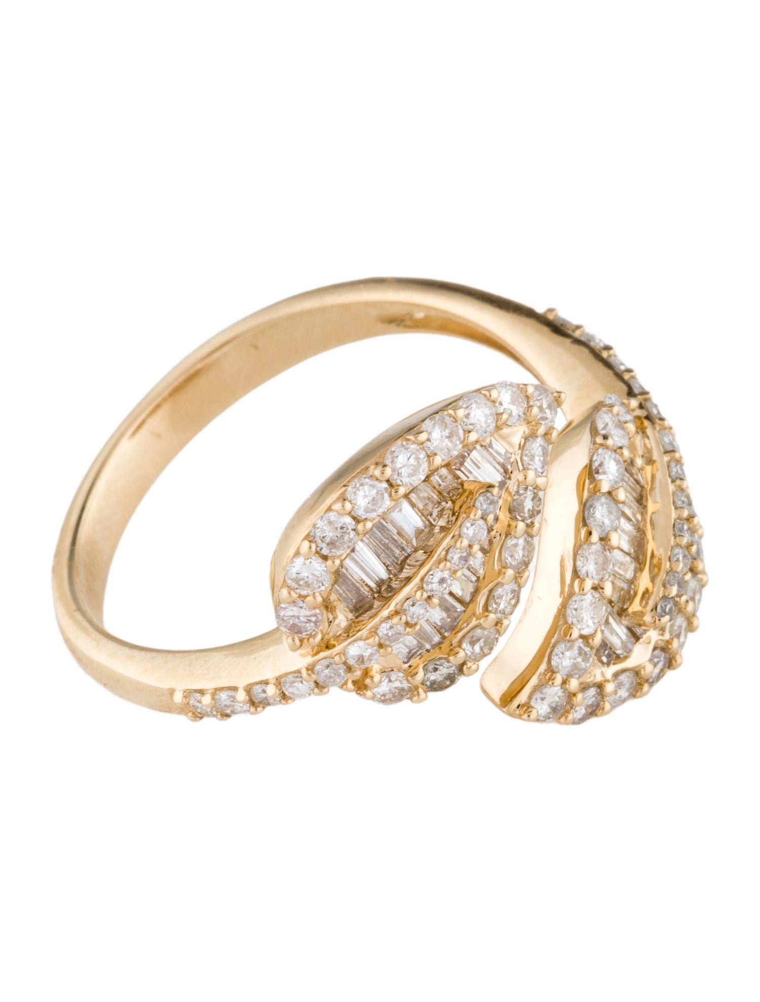 Ring 14K Diamond Open Leaf Cocktail