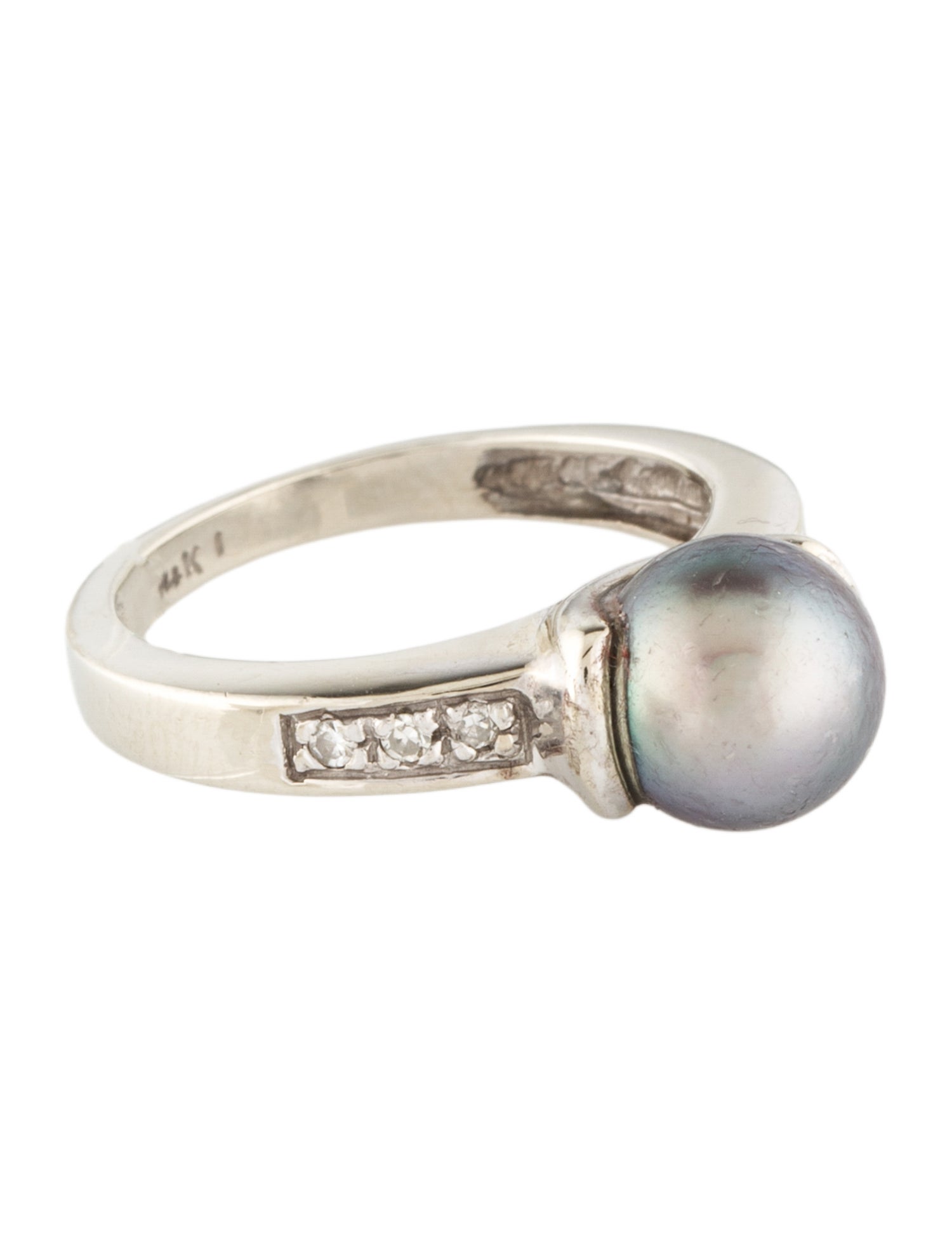 Ring 14K Pearl & Diamond Cocktail