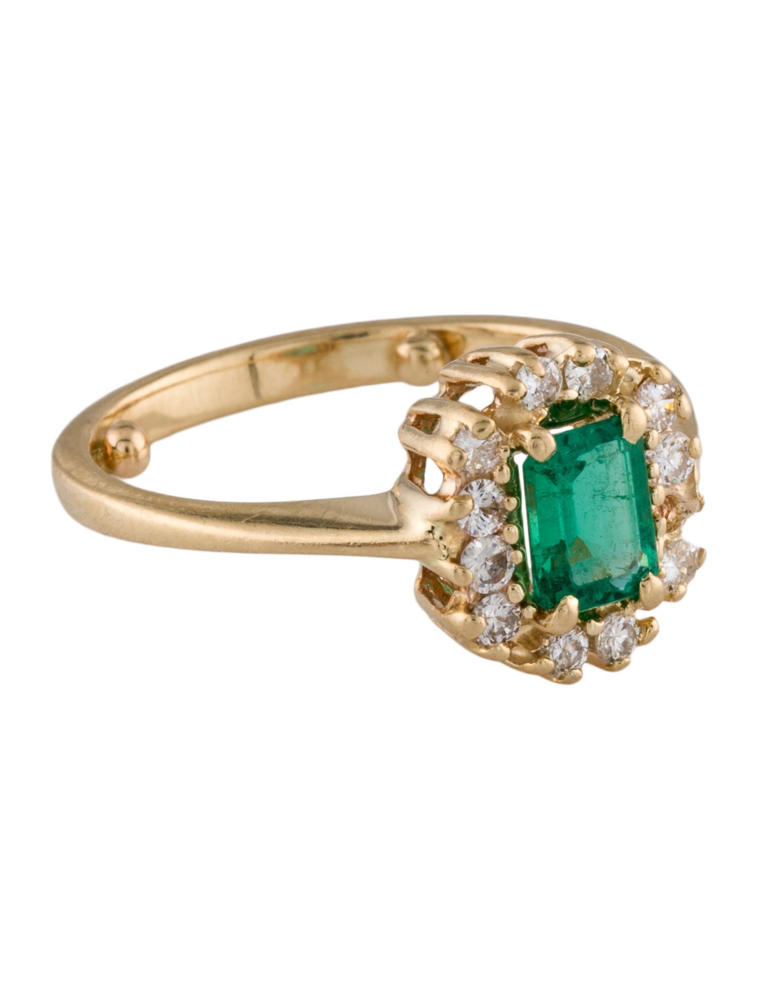 Ring 14K Emerald & Diamond Cocktail