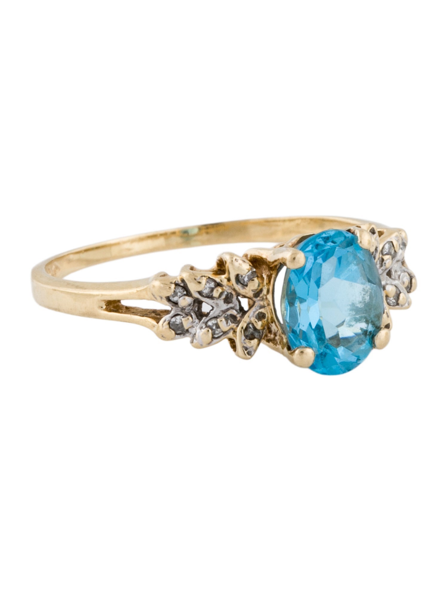 Ring 14K Topaz & Diamond Cocktail