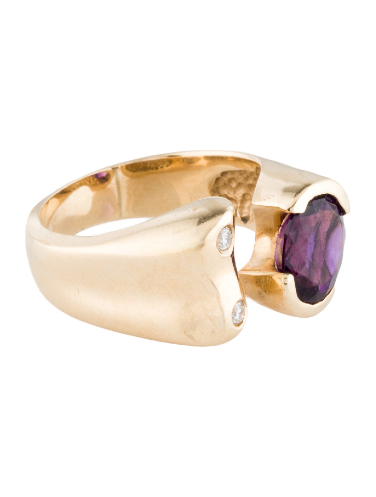 Ring 14K 1.70ct Amethyst & Diamond Cocktail Ring